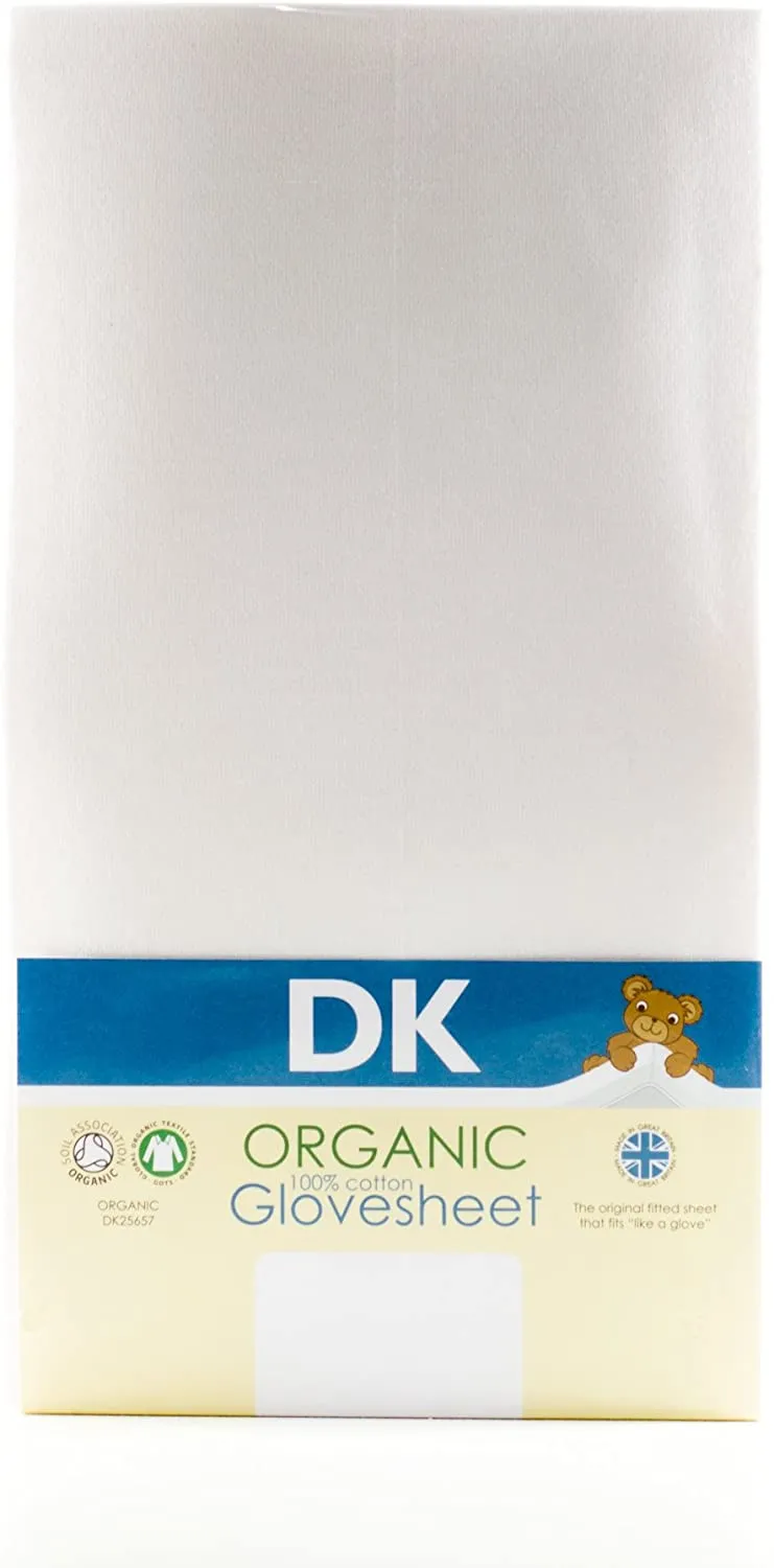 PAIR of Soft White ORGANIC Cotton Fitted Sheets  for Moses Basket 71 x 40 cm