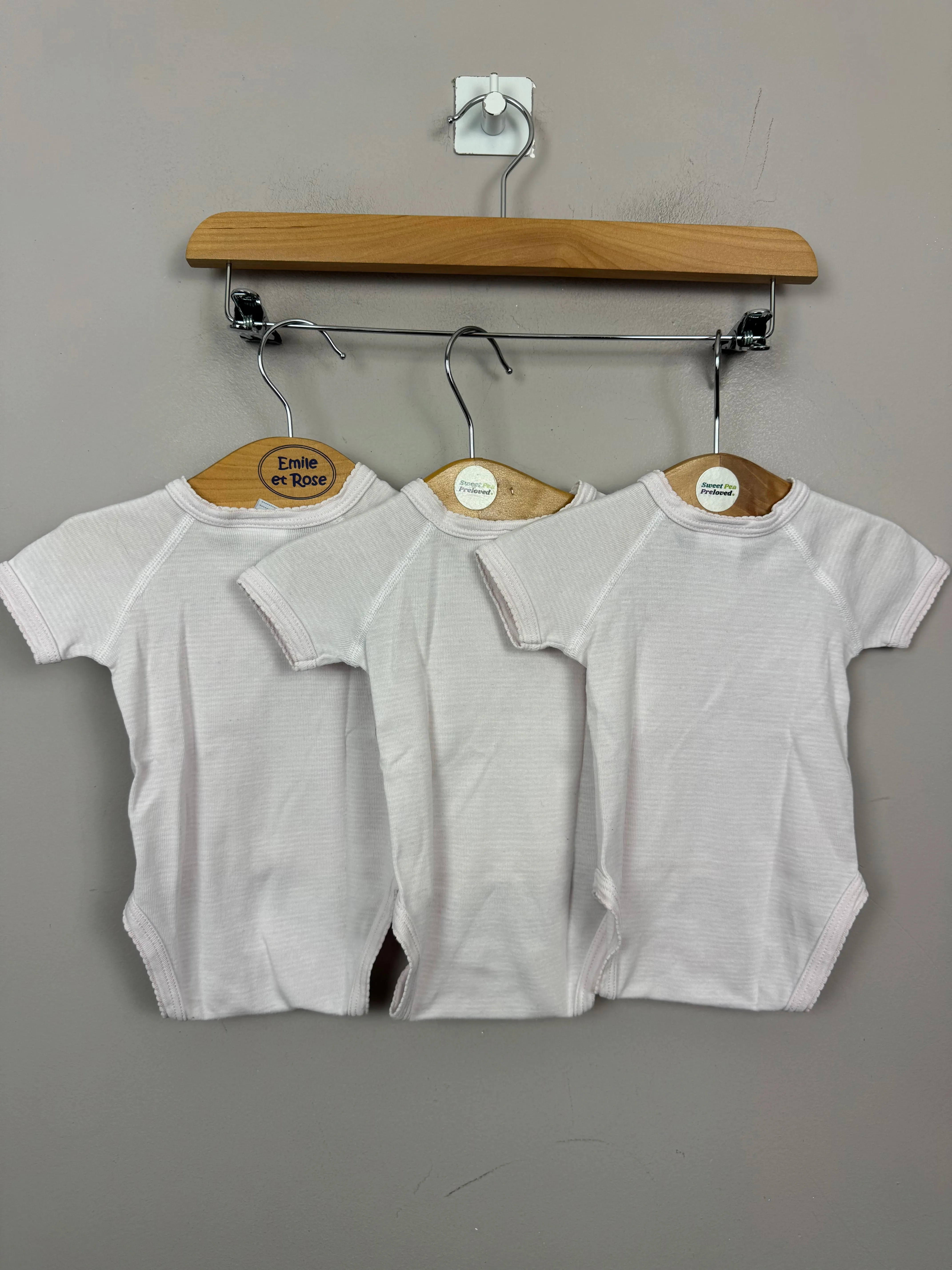 Petit Bateau Rose Bud Bodysuits - 1 Month