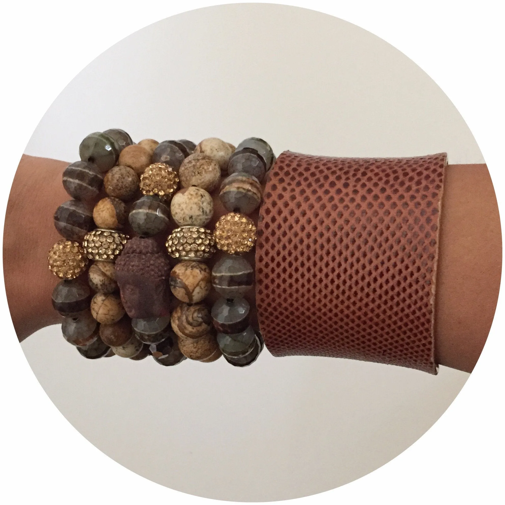 Picture Jasper with Micro Pavé Gold