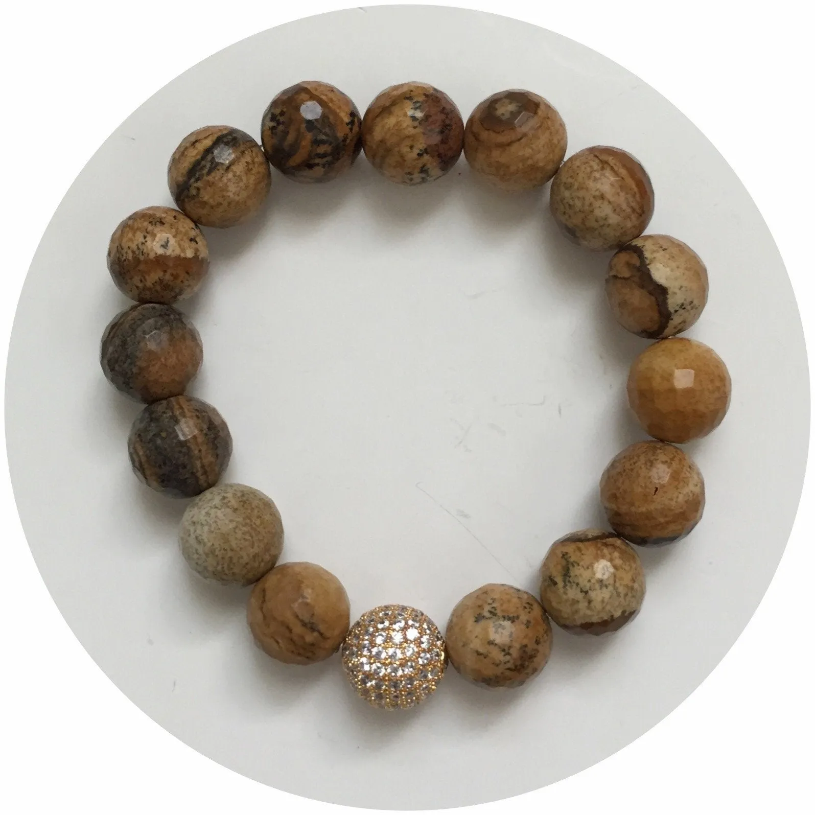 Picture Jasper with Micro Pavé Gold