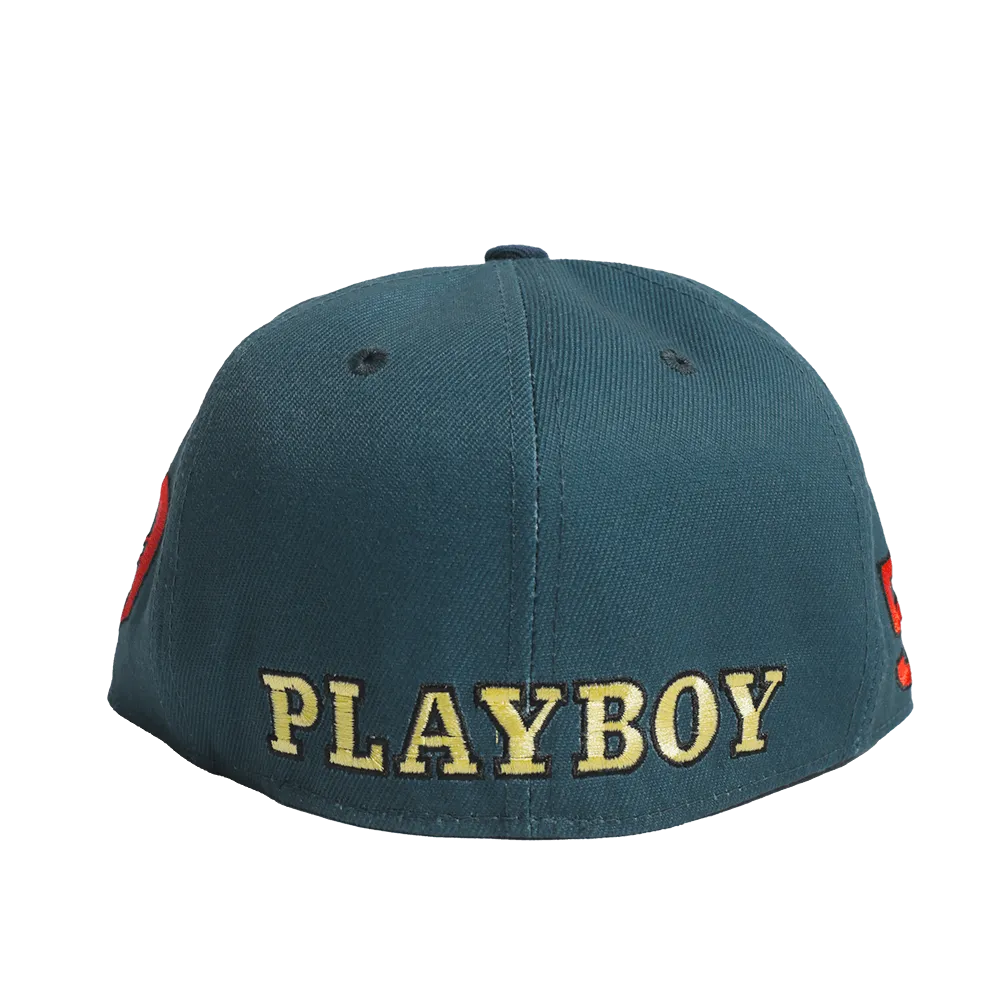 PLAYBOY GREEN BACKLETTER  FITTED HAT