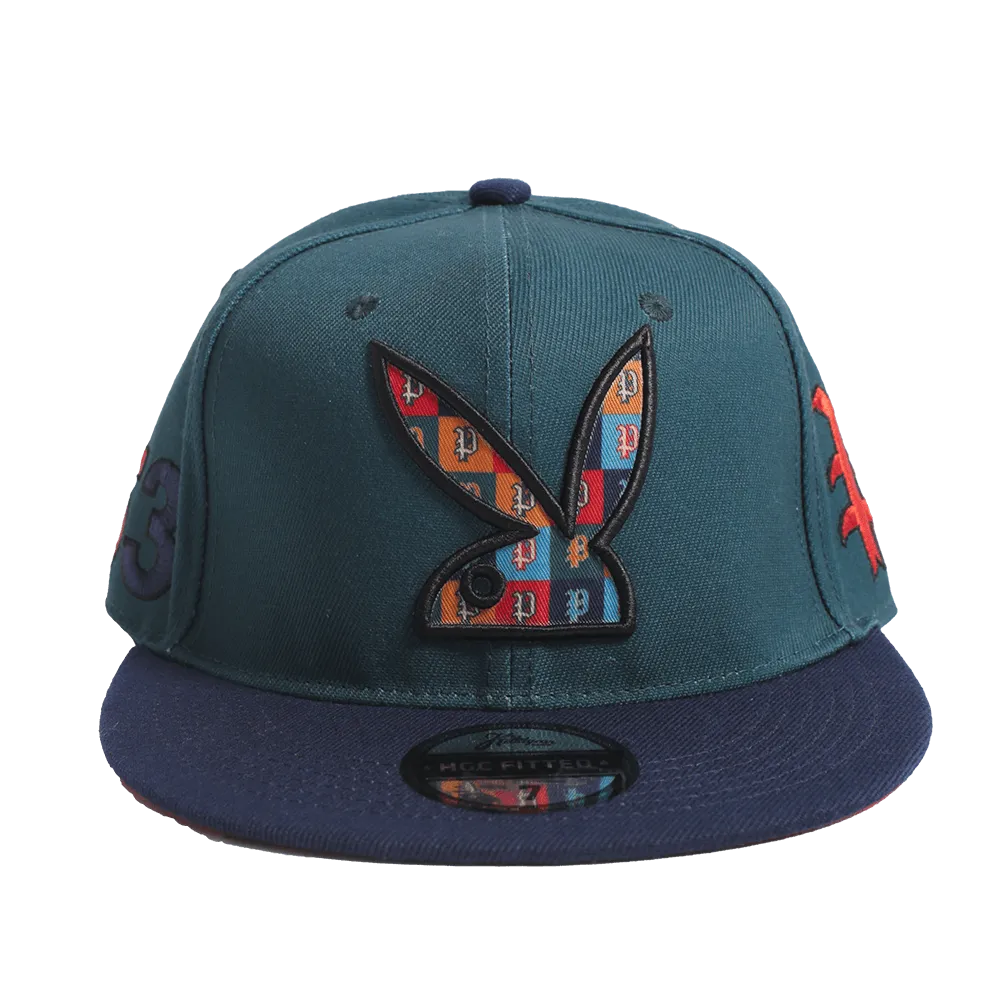 PLAYBOY GREEN BACKLETTER  FITTED HAT