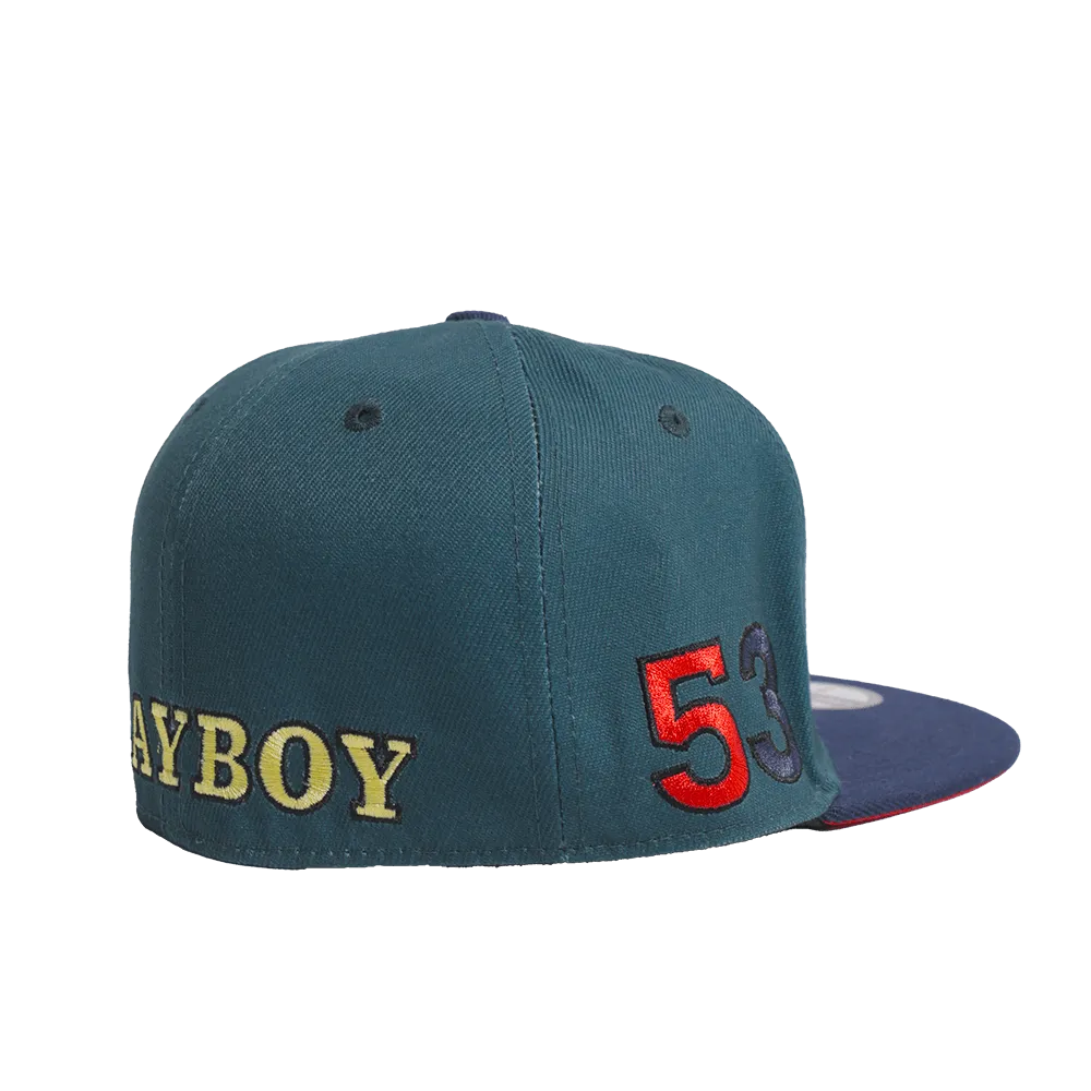 PLAYBOY GREEN BACKLETTER  FITTED HAT