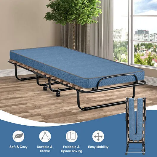 Portable Folding Bed with Memory Foam Mattress and Sturdy Metal Frame Made in It
