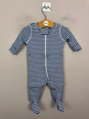 Primary Organic Sleepsuit - Fine stripes, Blue (New) NB, 0-3, 6-9, 18-24m