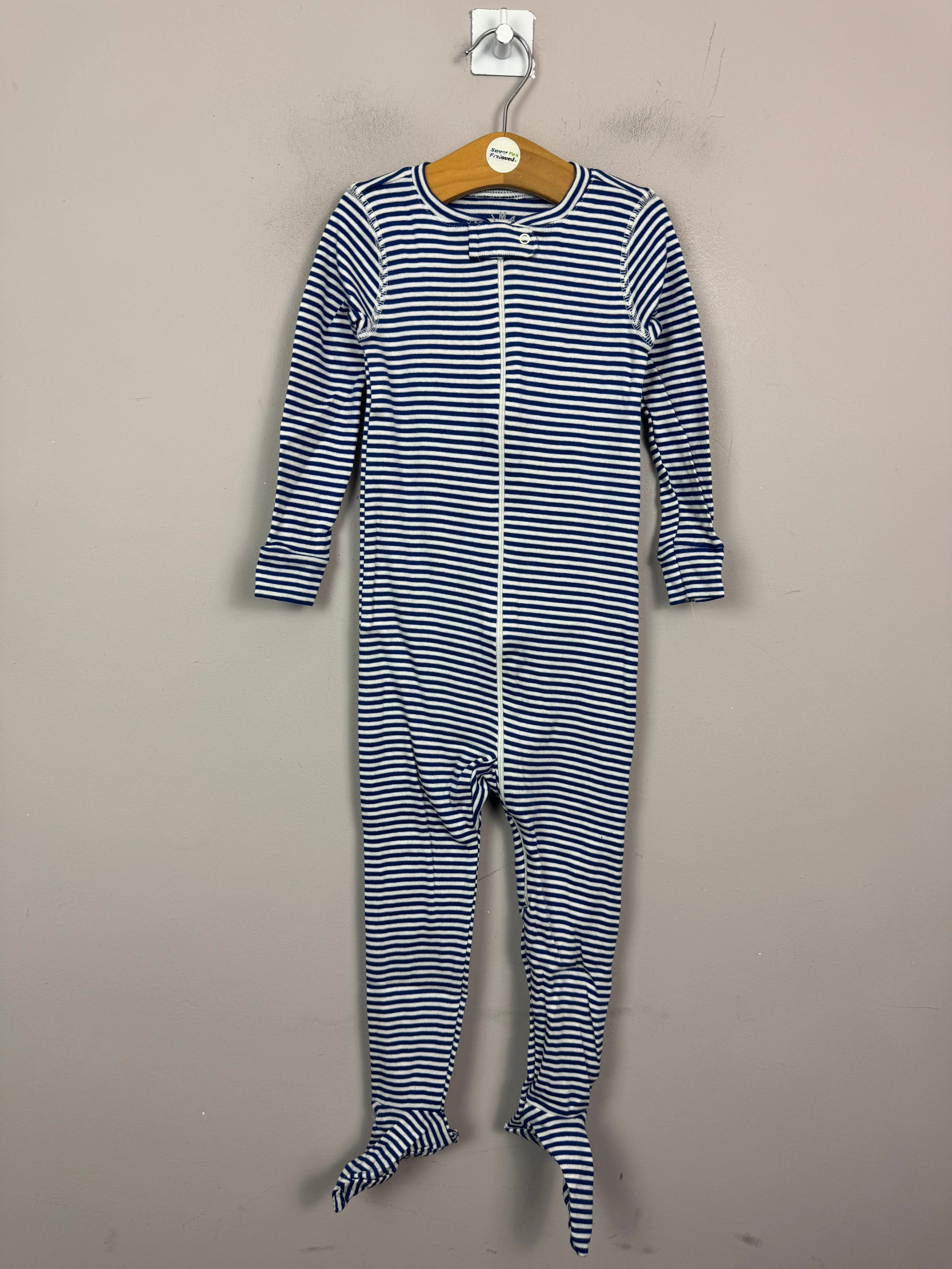 Primary Organic Sleepsuit - Fine stripes, Blue (New) NB, 0-3, 6-9, 18-24m