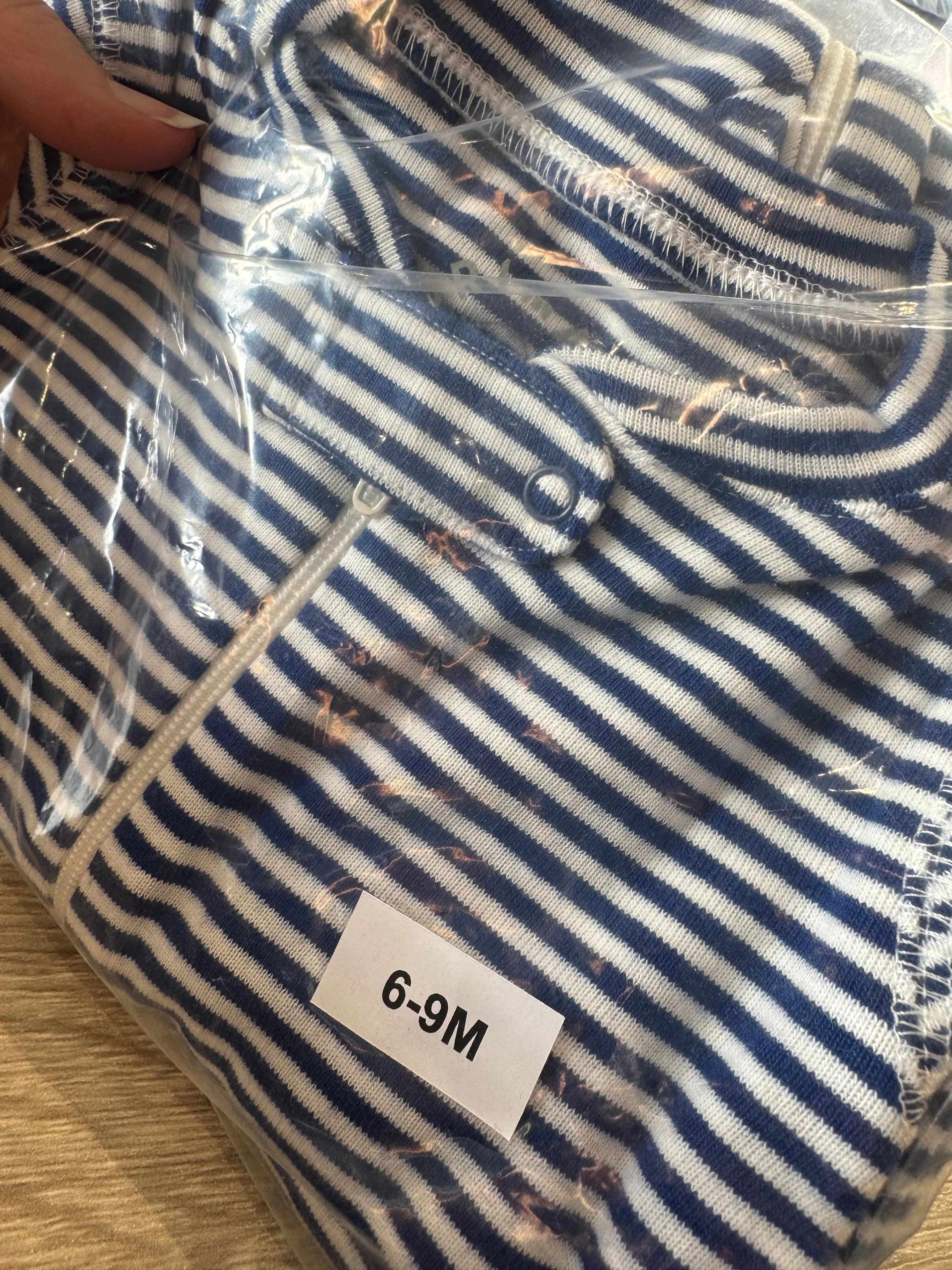 Primary Organic Sleepsuit - Fine stripes, Blue (New) NB, 0-3, 6-9, 18-24m