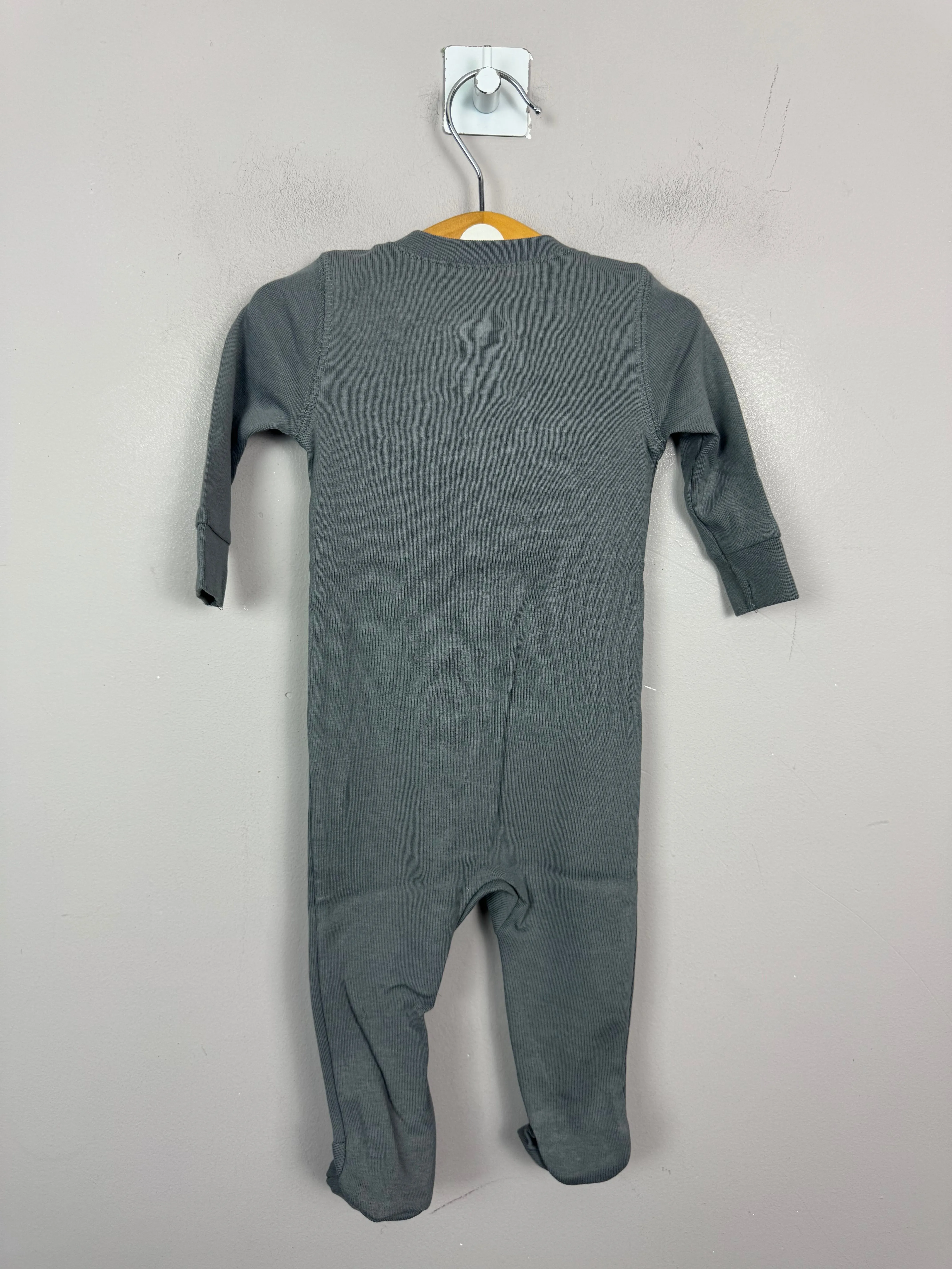 Primary Organic Sleepsuit - Plain dye, Charcoal (New) 0-3m, 9-12m, 18-24m