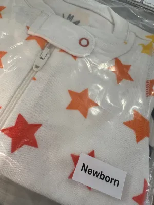 Primary Organic Sleepsuit - White Multi Stars (New) NB to 18-24m