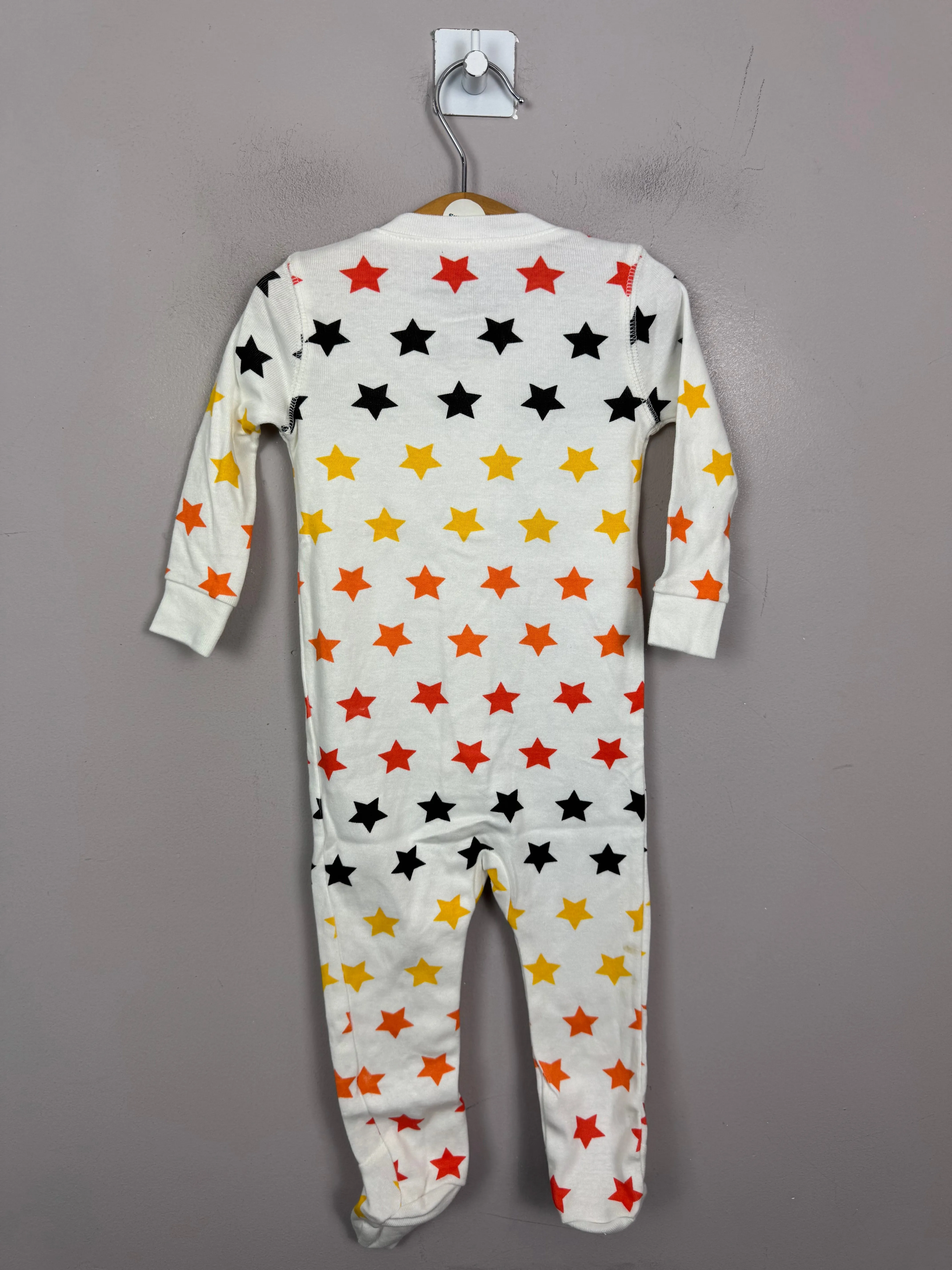 Primary Organic Sleepsuit - White Multi Stars (New) NB to 18-24m