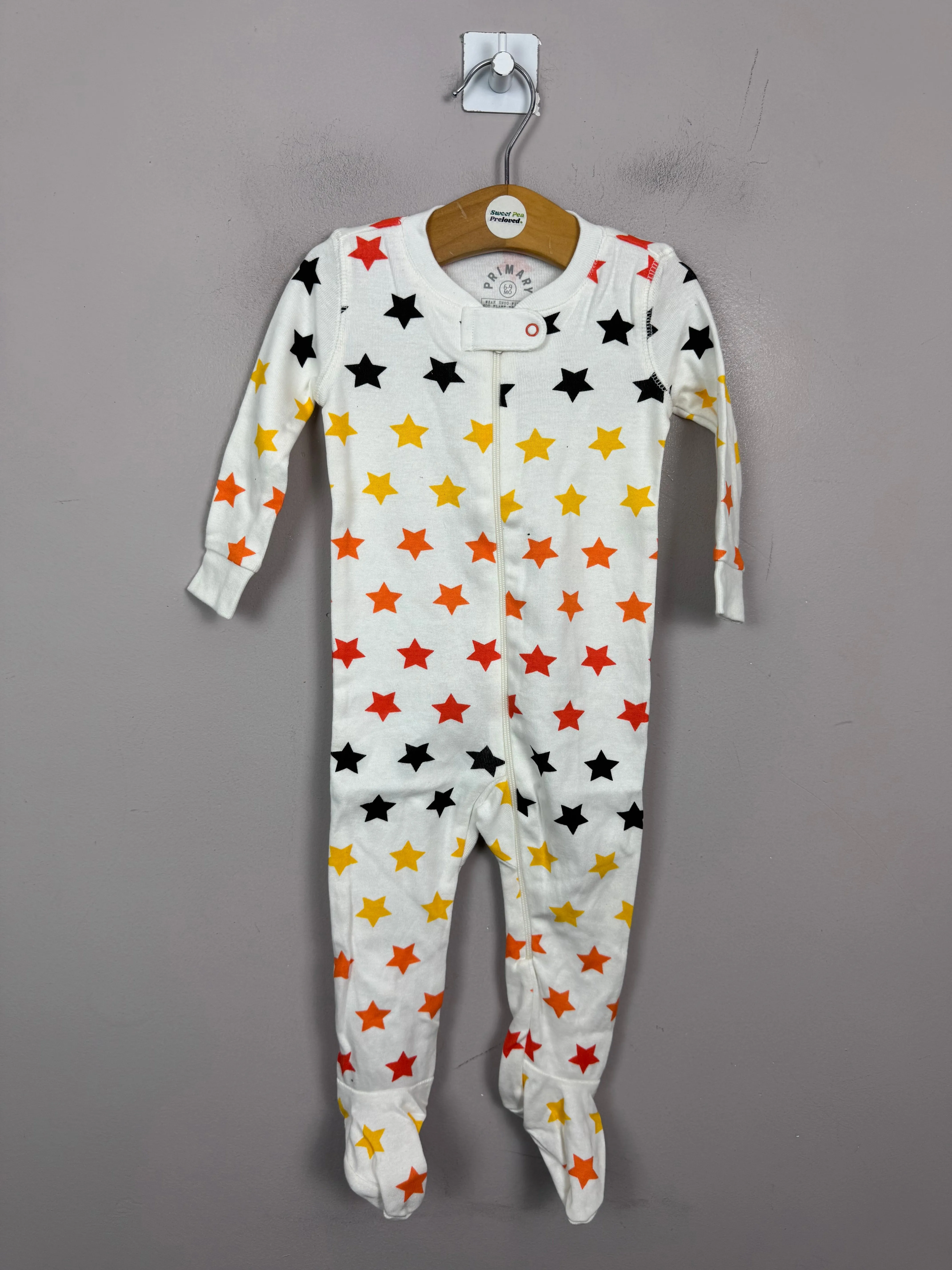Primary Organic Sleepsuit - White Multi Stars (New) NB to 18-24m
