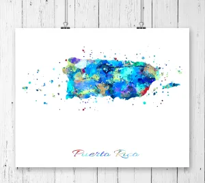 Puerto Rico Map Art Print - Unframed