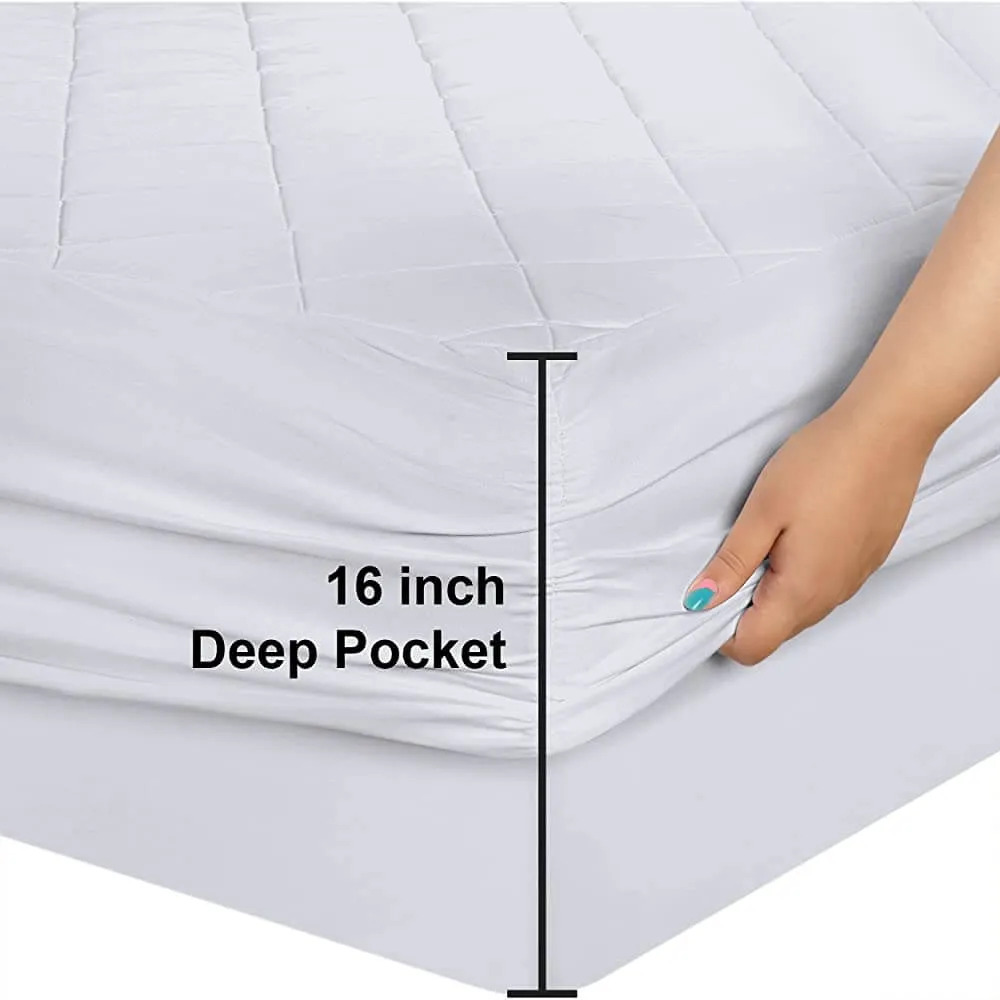 Quilted Fitted Mattress Pad , Elastic Fitted Mattress Protector