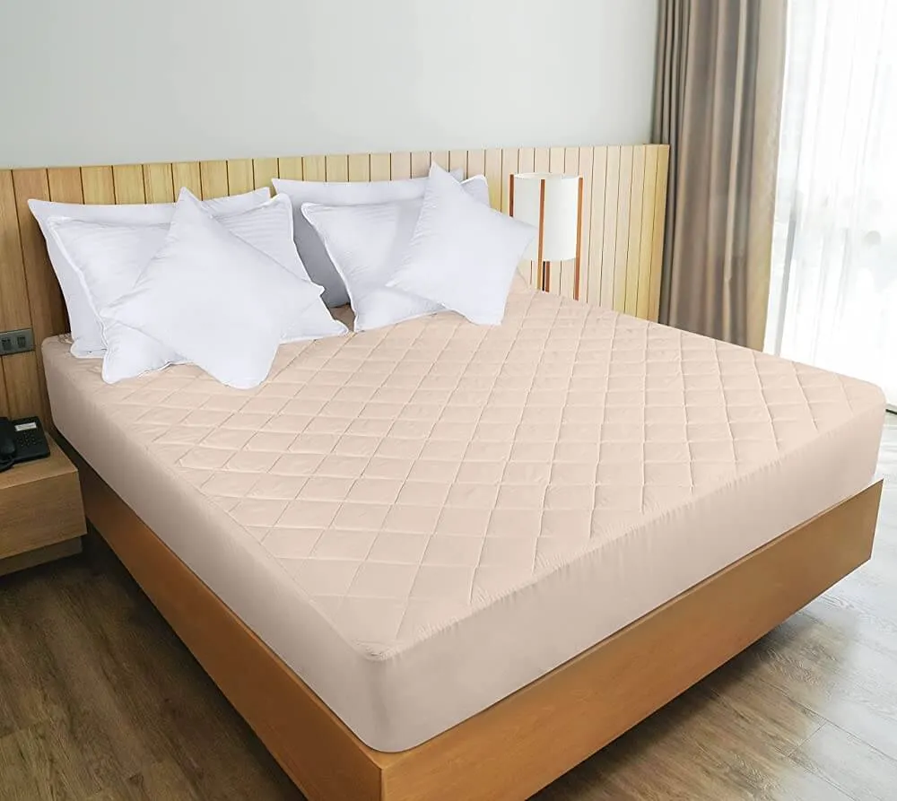 Quilted Fitted Mattress Pad , Elastic Fitted Mattress Protector