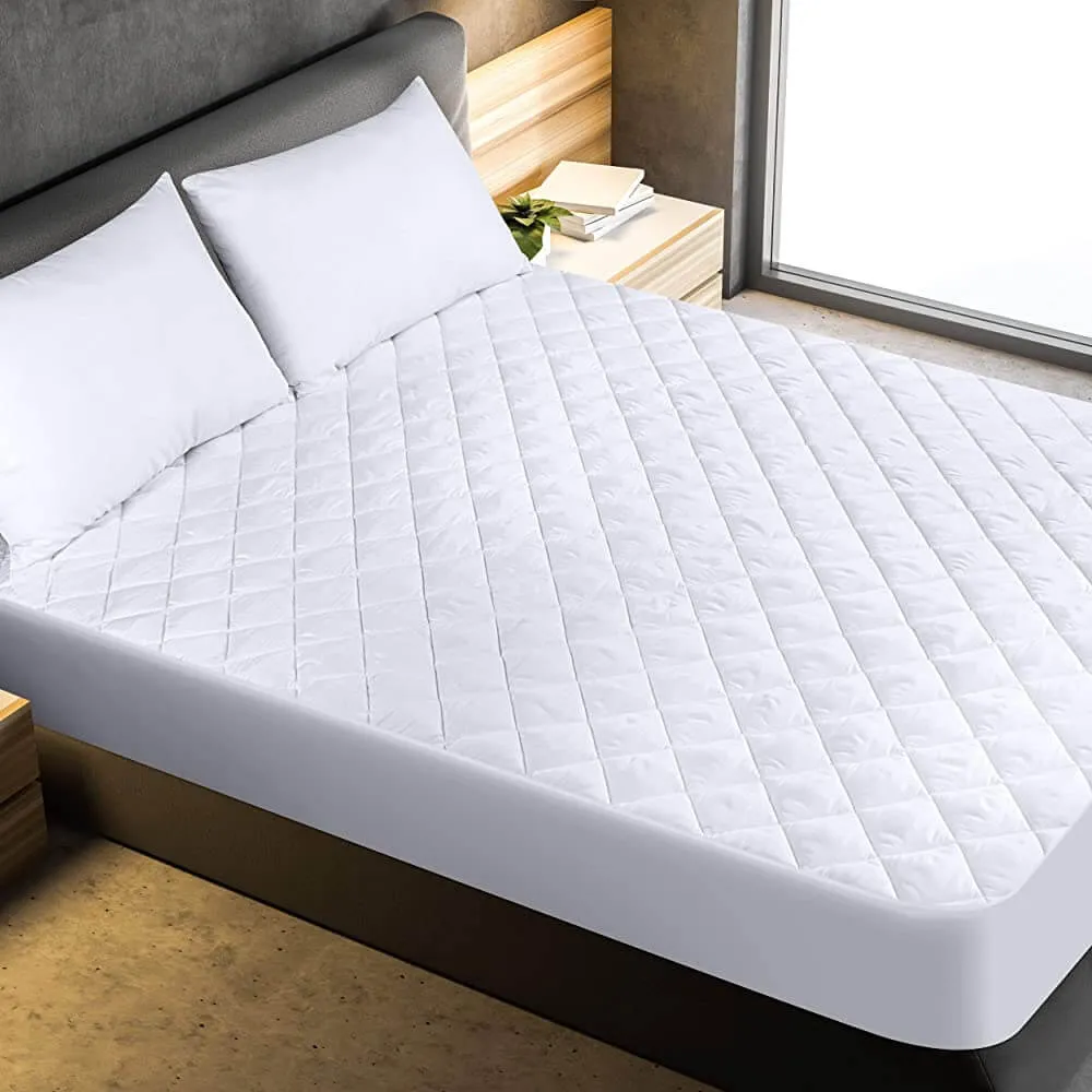 Quilted Fitted Mattress Pad , Elastic Fitted Mattress Protector