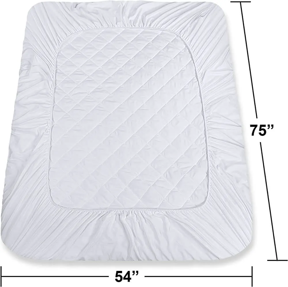 Quilted Fitted Mattress Pad , Elastic Fitted Mattress Protector