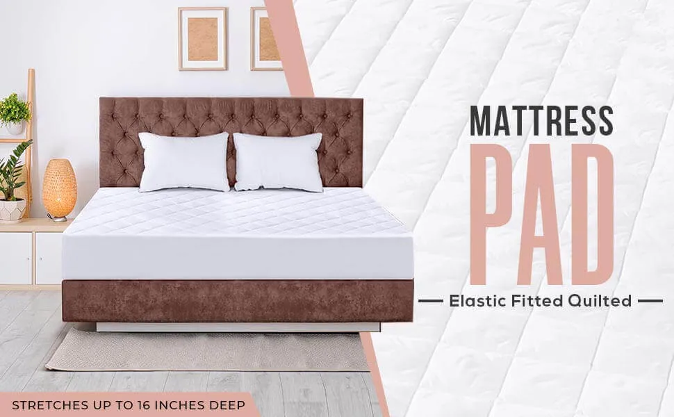 Quilted Fitted Mattress Pad , Elastic Fitted Mattress Protector