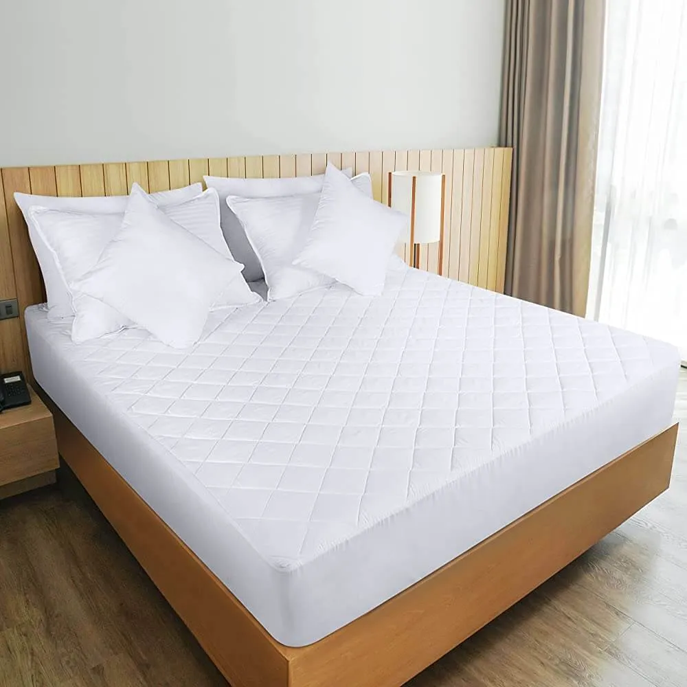 Quilted Fitted Mattress Pad , Elastic Fitted Mattress Protector
