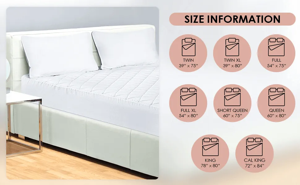 Quilted Fitted Mattress Pad , Elastic Fitted Mattress Protector