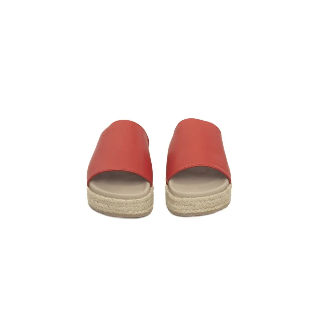 Red Calfskin Women Sandal
