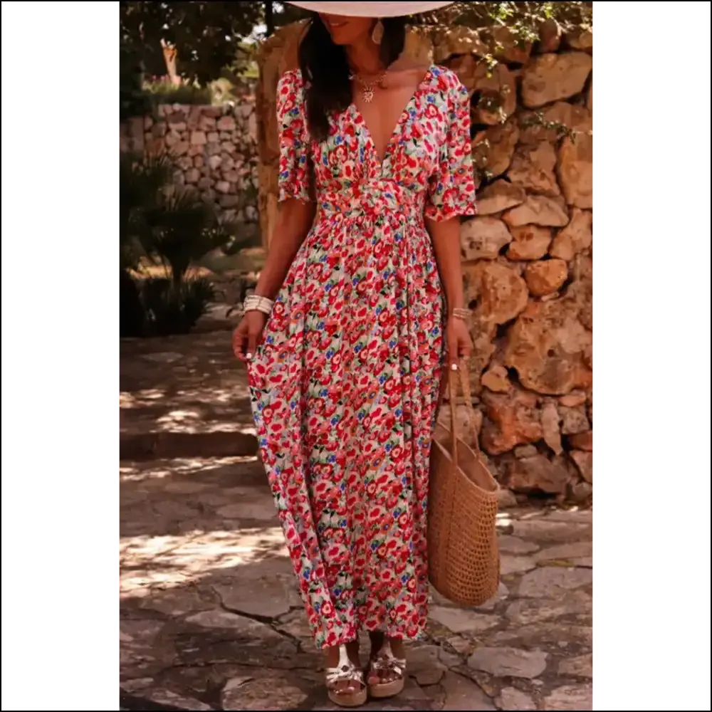 Red Floral Maxi Dress: Needful Things Goddess  🌹💀
