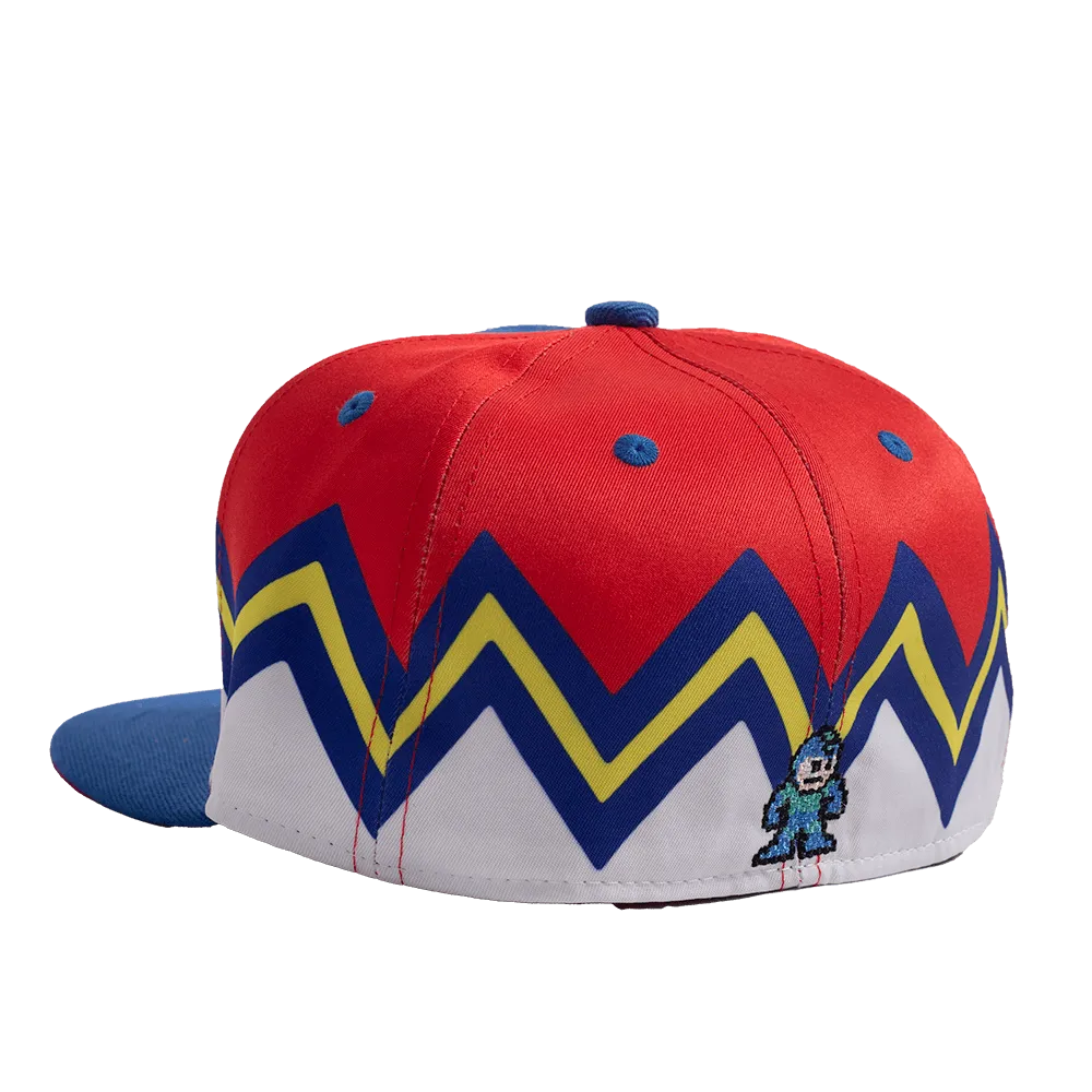 RED/BLUE MEGAMAN ZIGZAG FITTED HAT