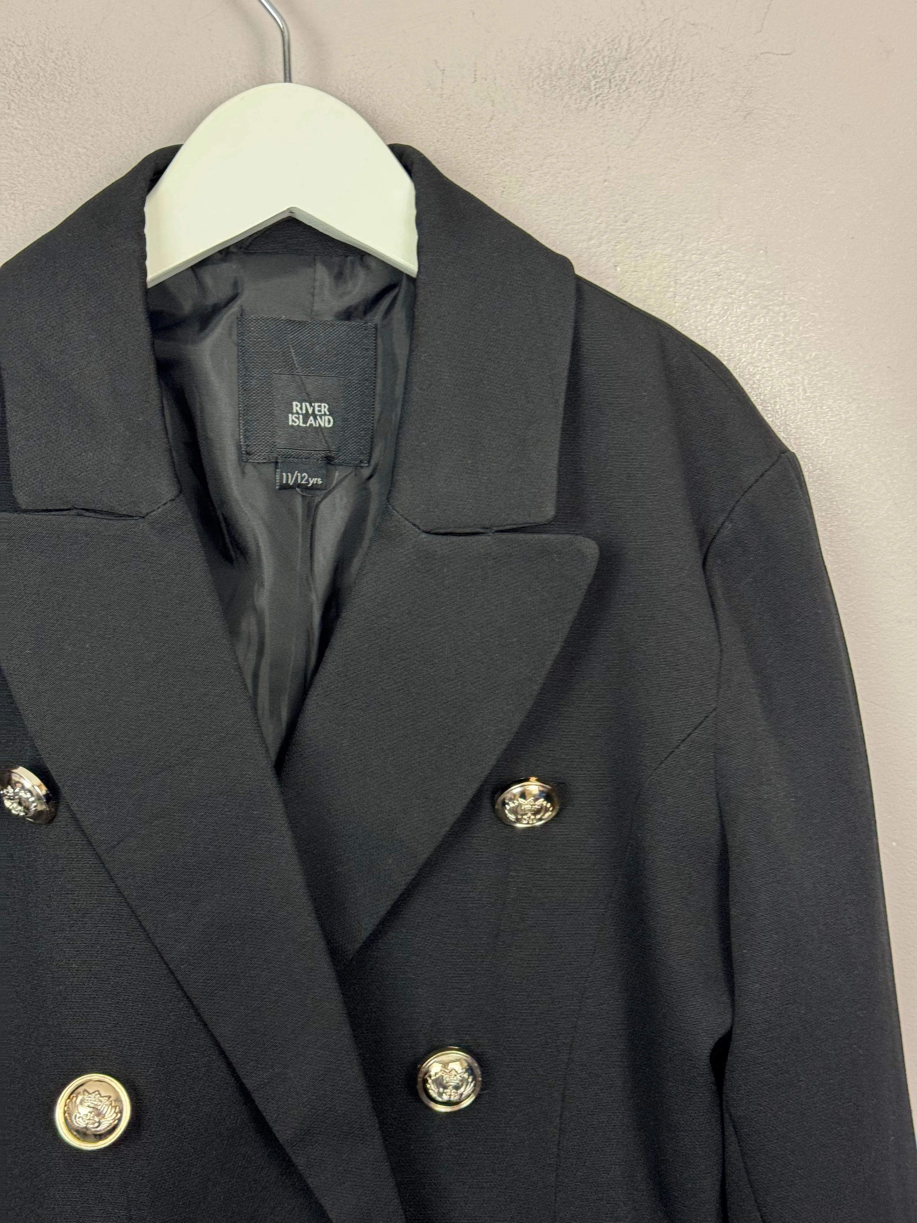 River Island black blazer 11-12y