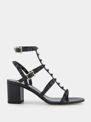 Rockstud Calfskin Ankle Strap Sandals