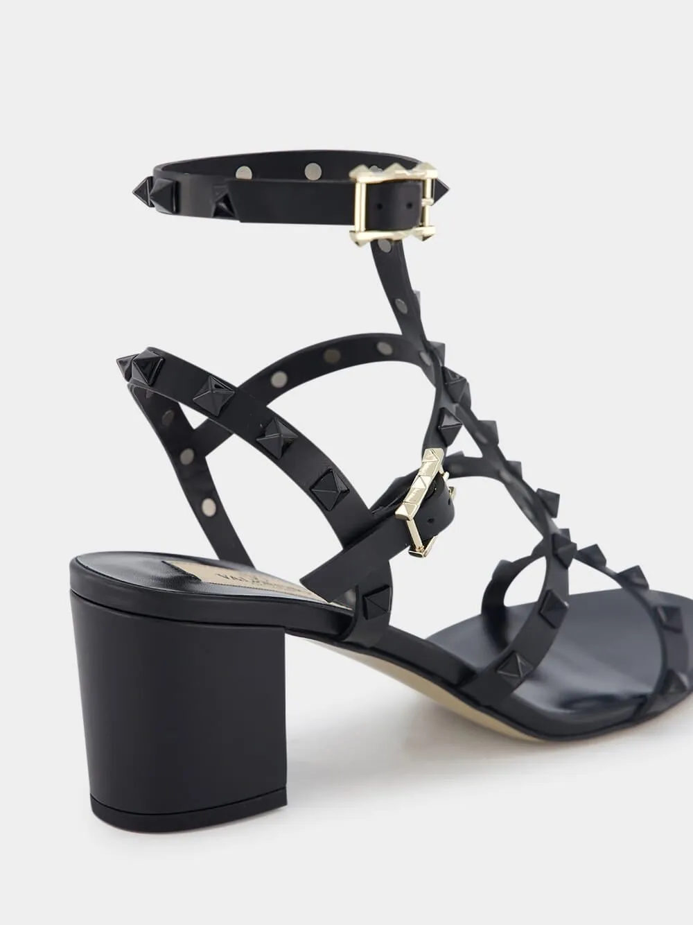 Rockstud Calfskin Ankle Strap Sandals