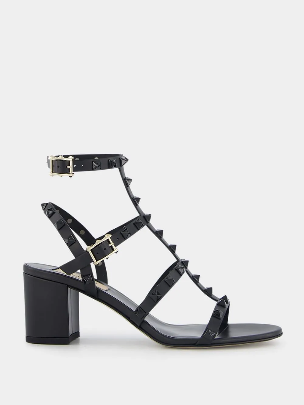 Rockstud Calfskin Ankle Strap Sandals