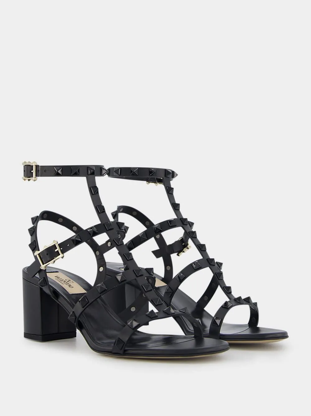 Rockstud Calfskin Ankle Strap Sandals