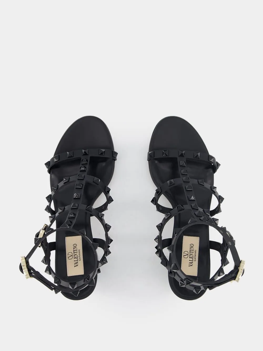 Rockstud Calfskin Ankle Strap Sandals