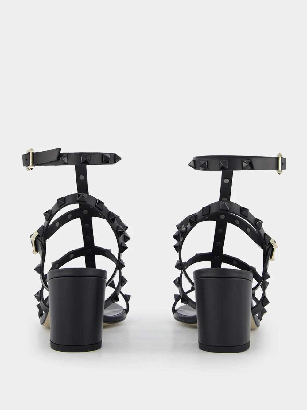 Rockstud Calfskin Ankle Strap Sandals