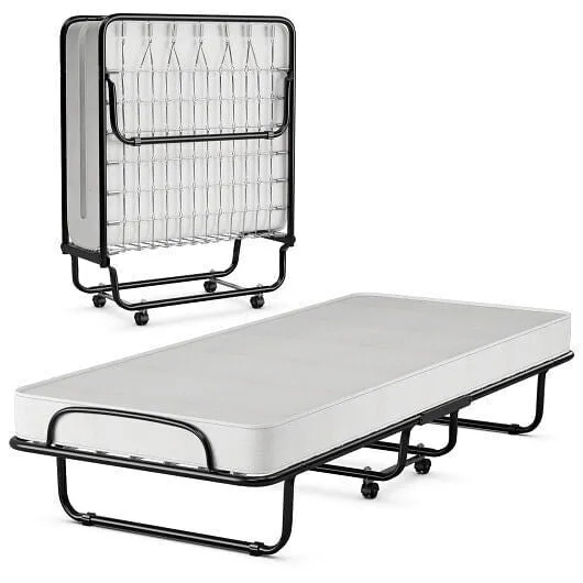 Rollaway Folding Bed with Memory Foam Mattress and Sturdy Metal Frame Made in It