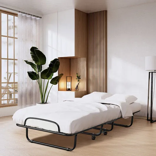 Rollaway Folding Bed with Memory Foam Mattress and Sturdy Metal Frame Made in It