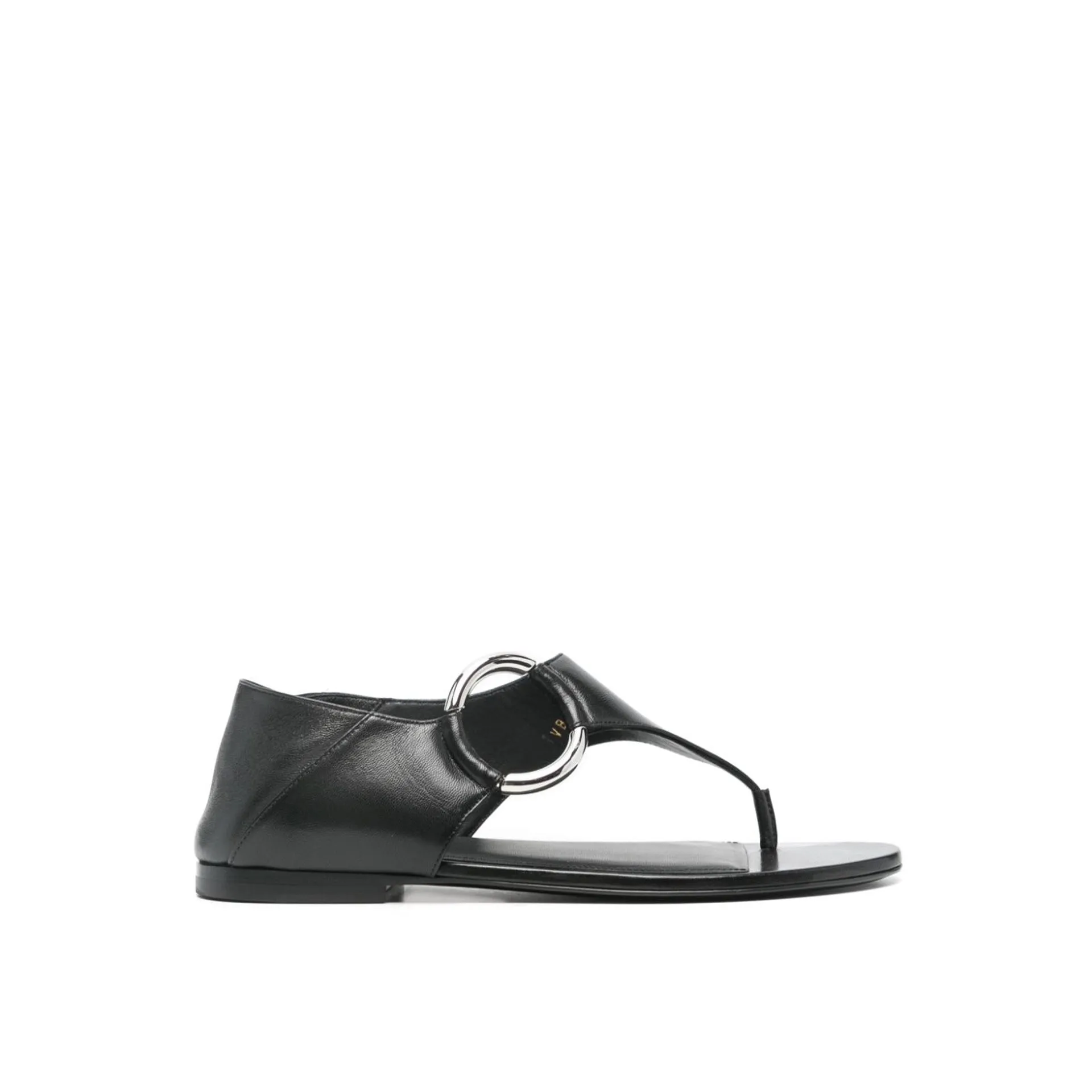 SAINT LAURENT Luxury Ring Leather Flat Sandals for Women