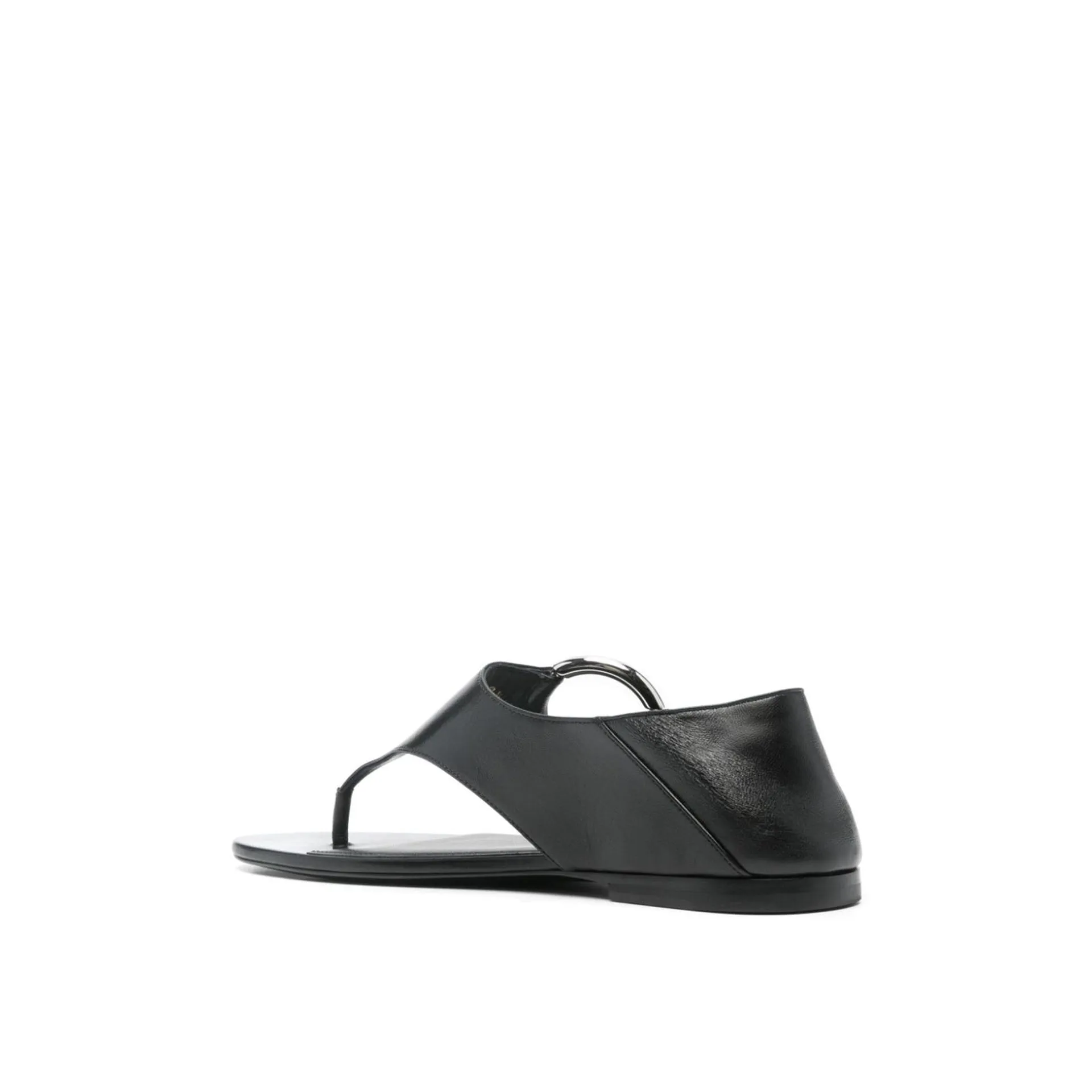 SAINT LAURENT Luxury Ring Leather Flat Sandals for Women