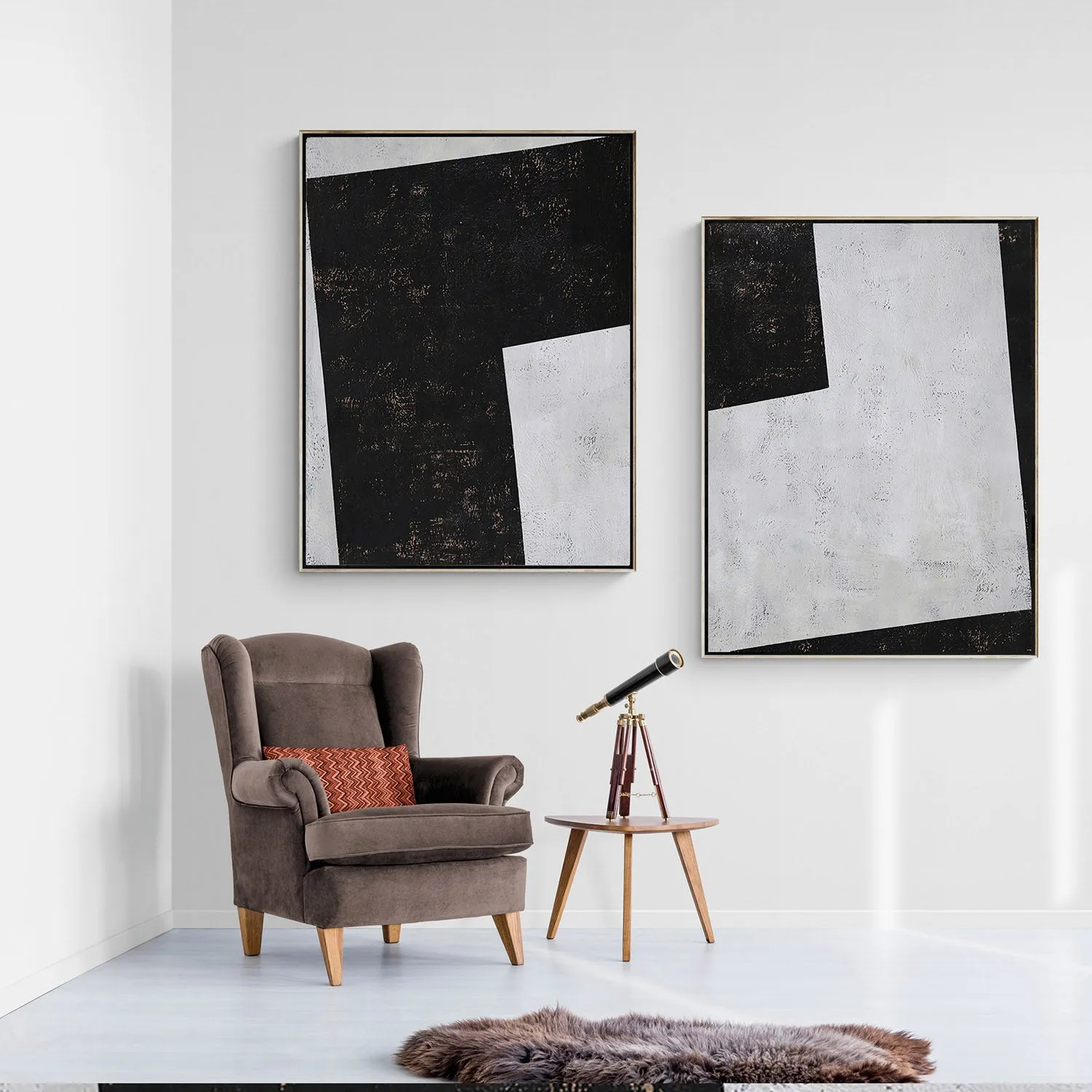 Set of 2 Geometric Painting P48