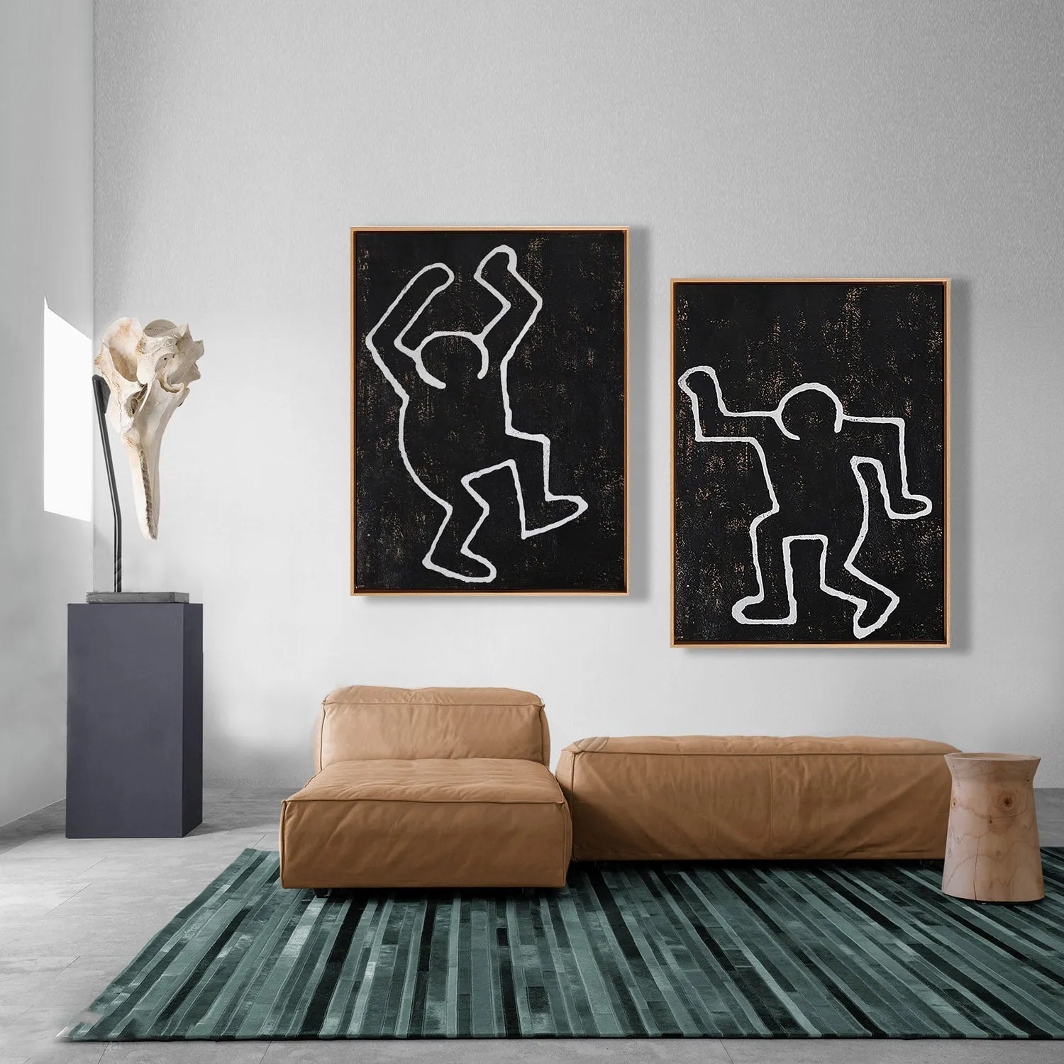 Set of 2 Minimal Painting Dancing Man P83A