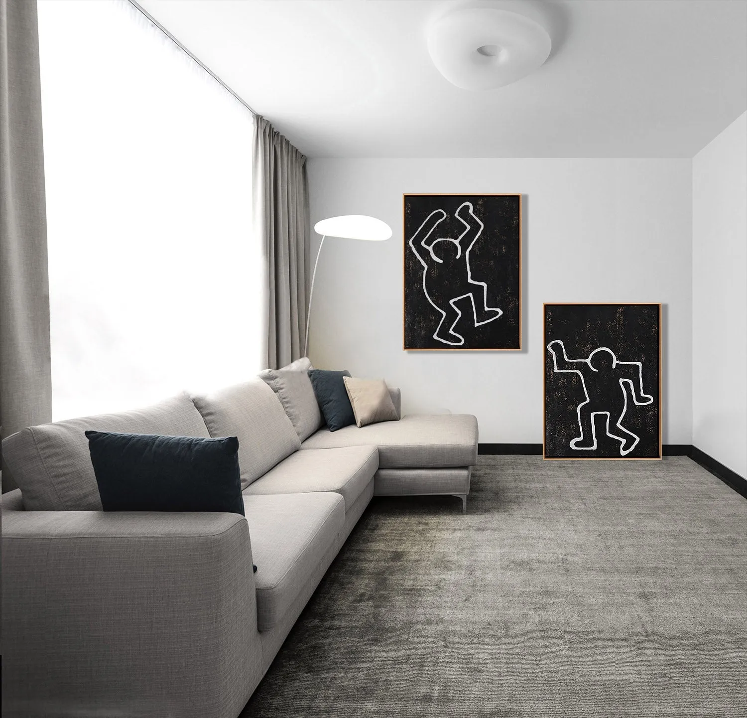 Set of 2 Minimal Painting Dancing Man P83A