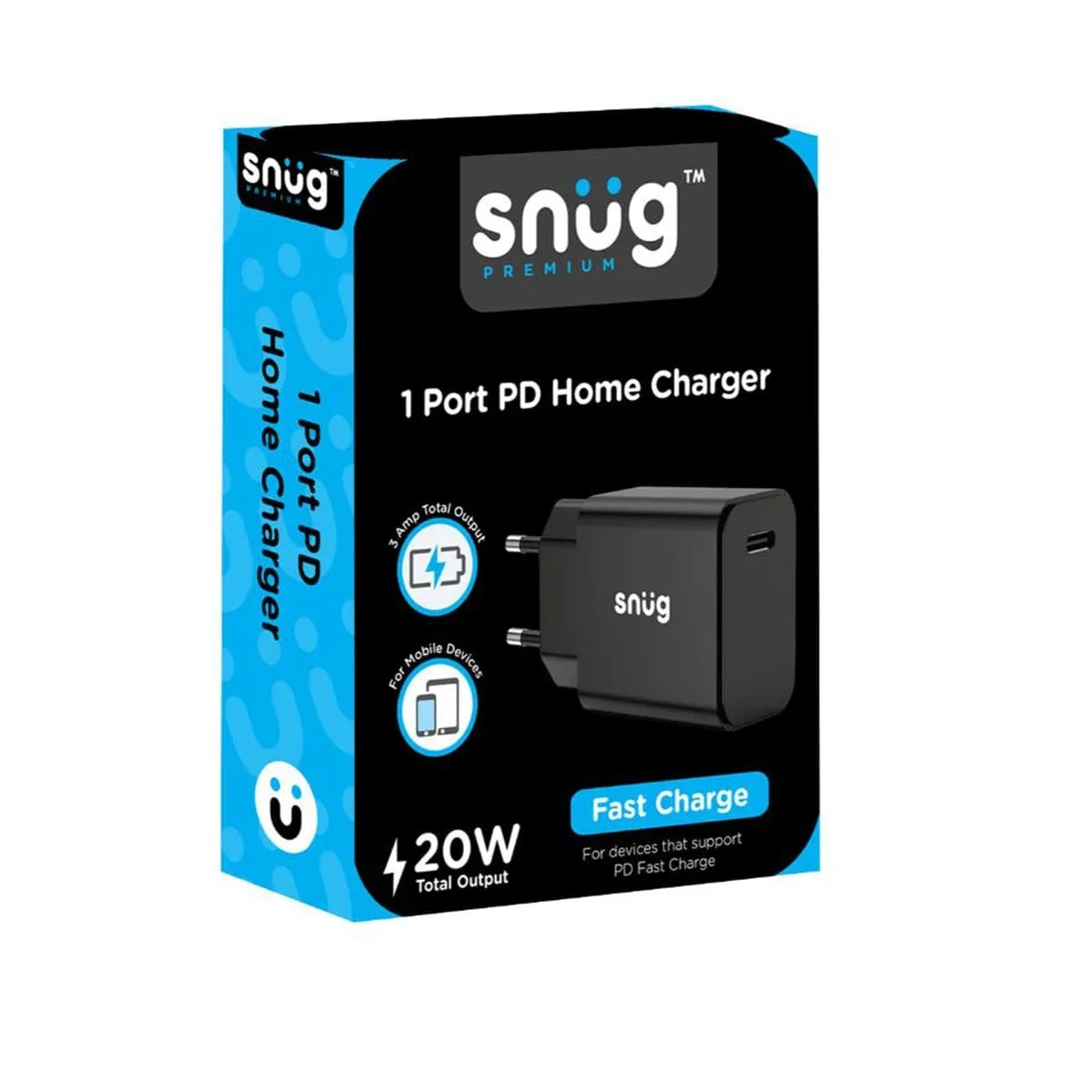 Snug 1 Port 20W PD Wall Charger - Black