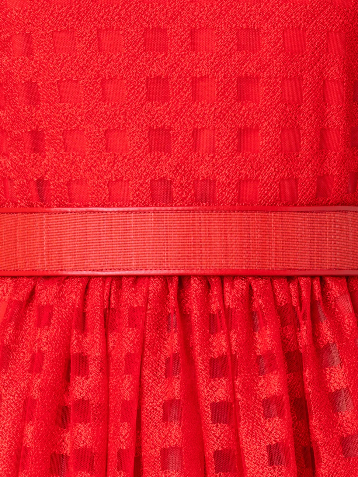 Square Embroidery on Tulle Gown