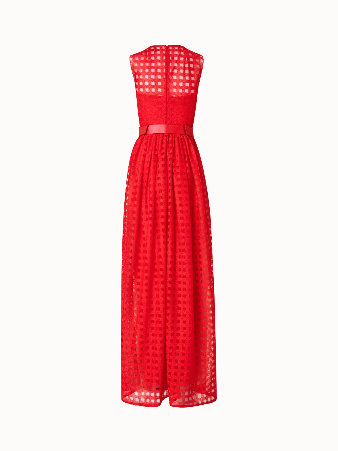 Square Embroidery on Tulle Gown