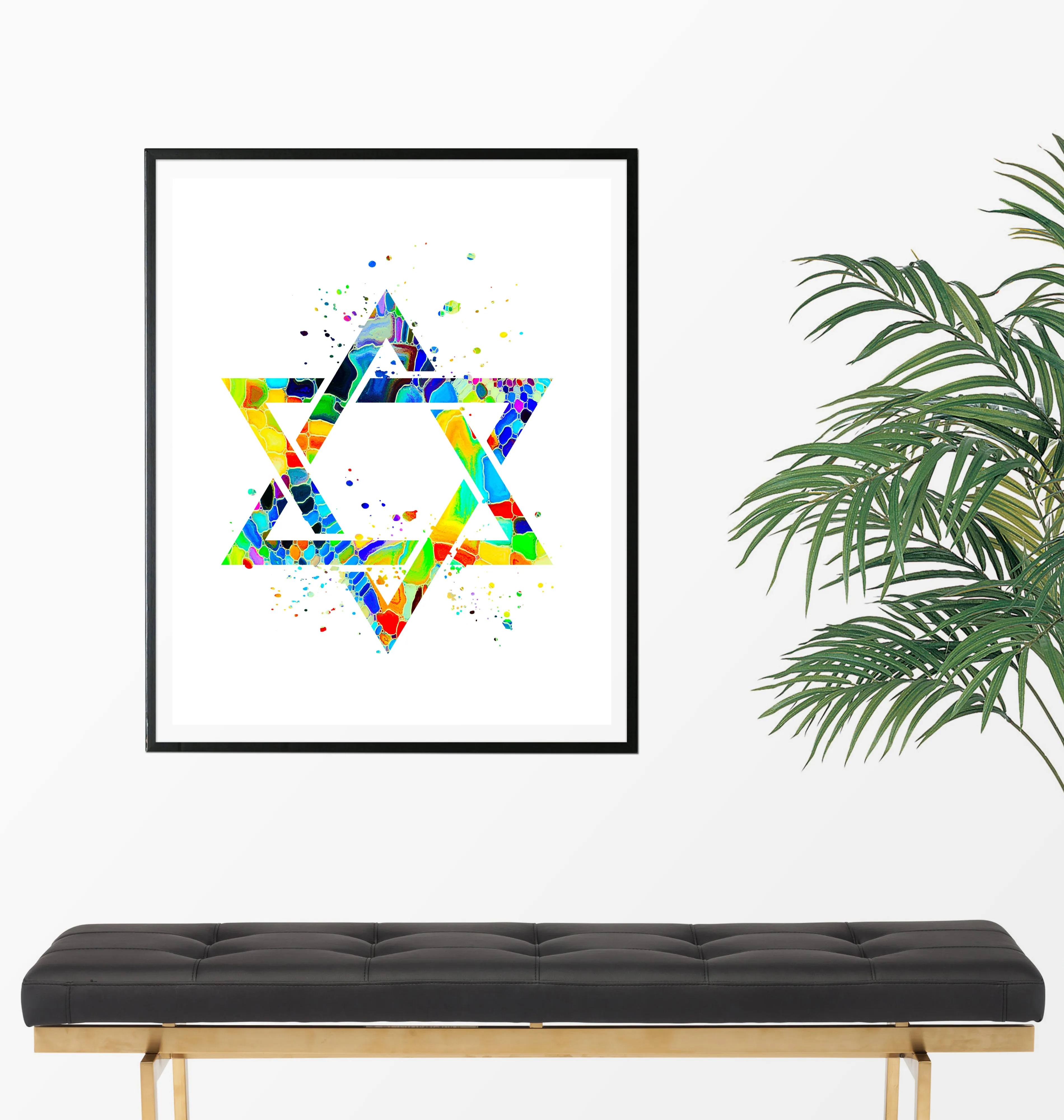 Star Of David Watercolor Art Print - Unframed