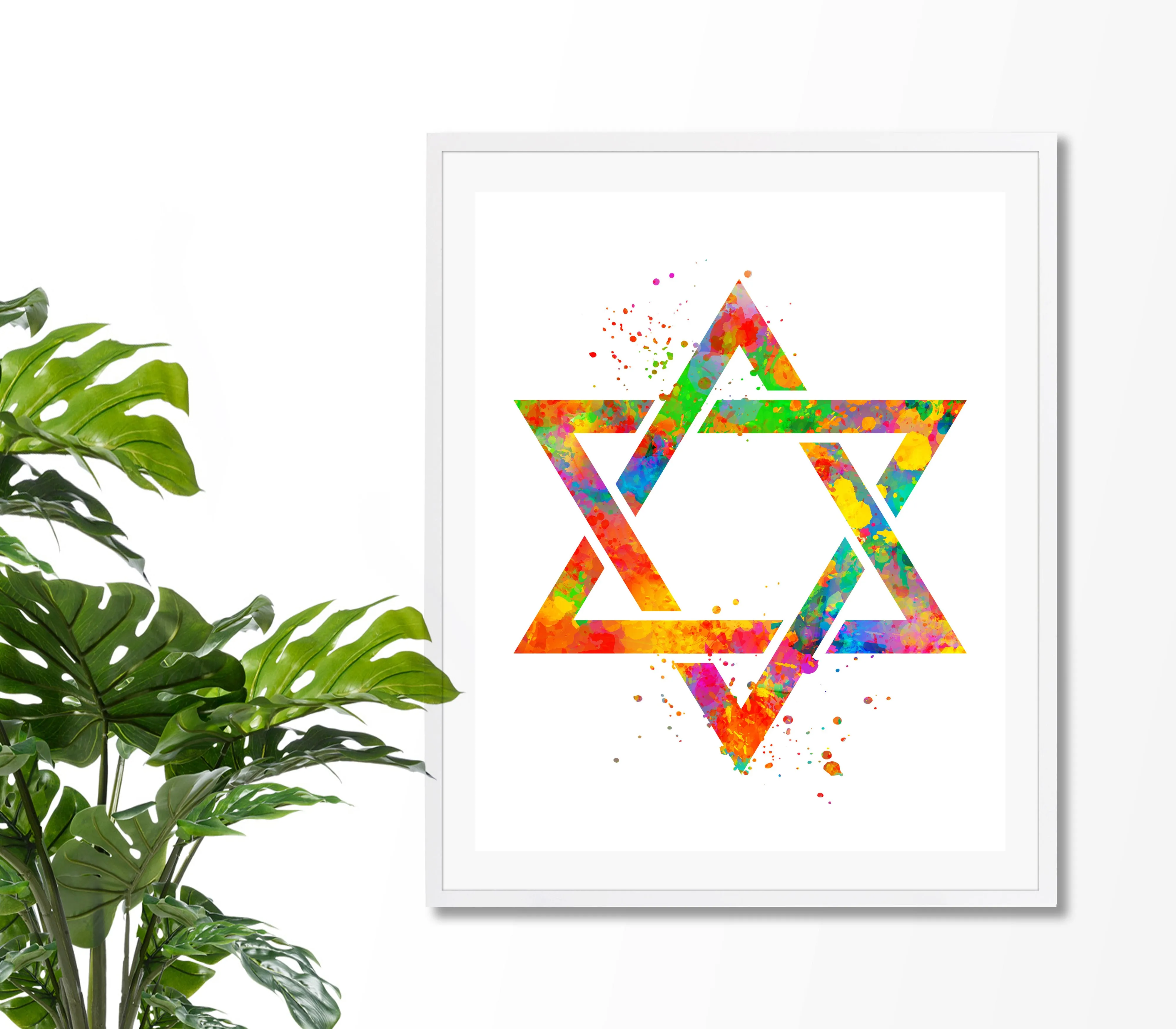 Star Of David Watercolor Art Print - Unframed