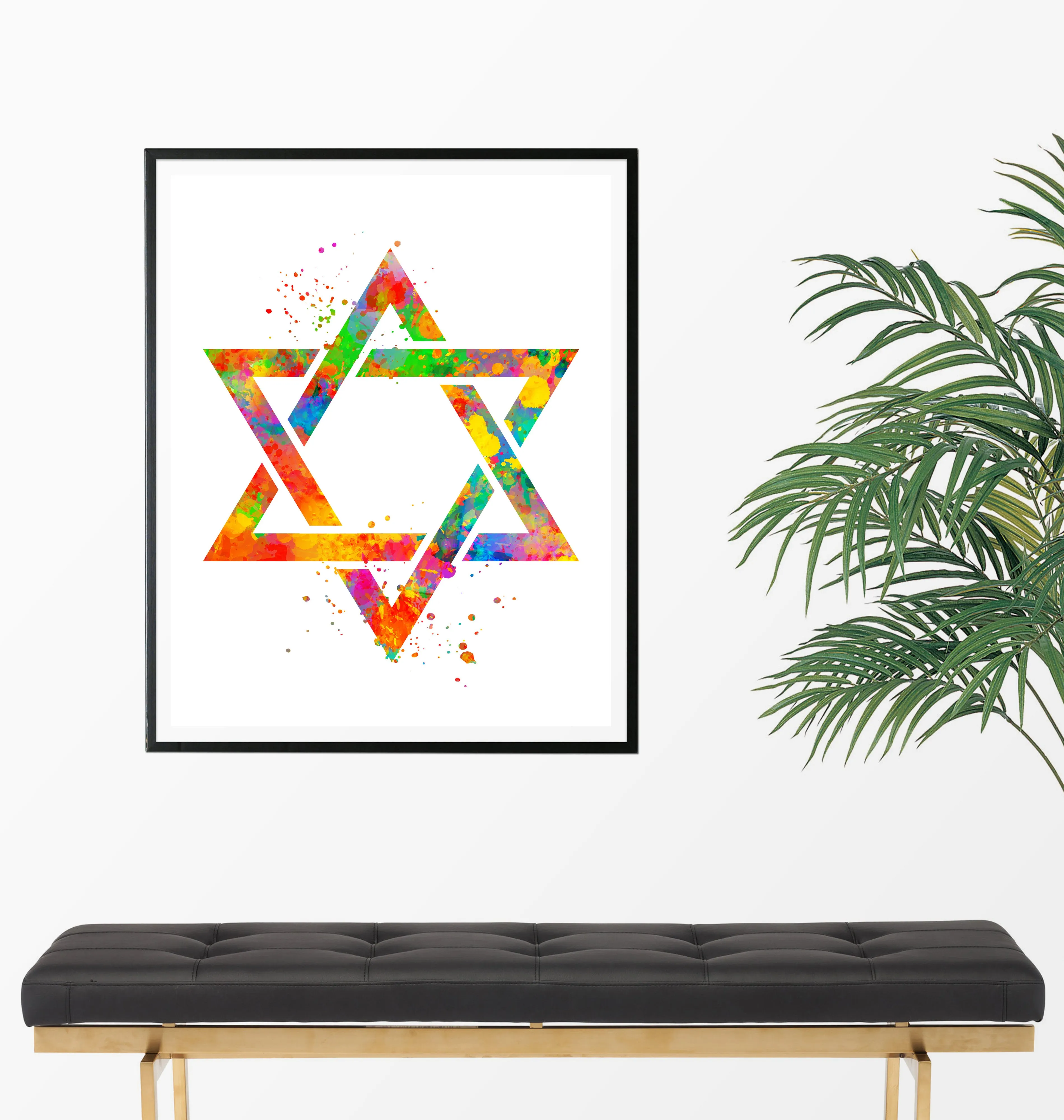 Star Of David Watercolor Art Print - Unframed