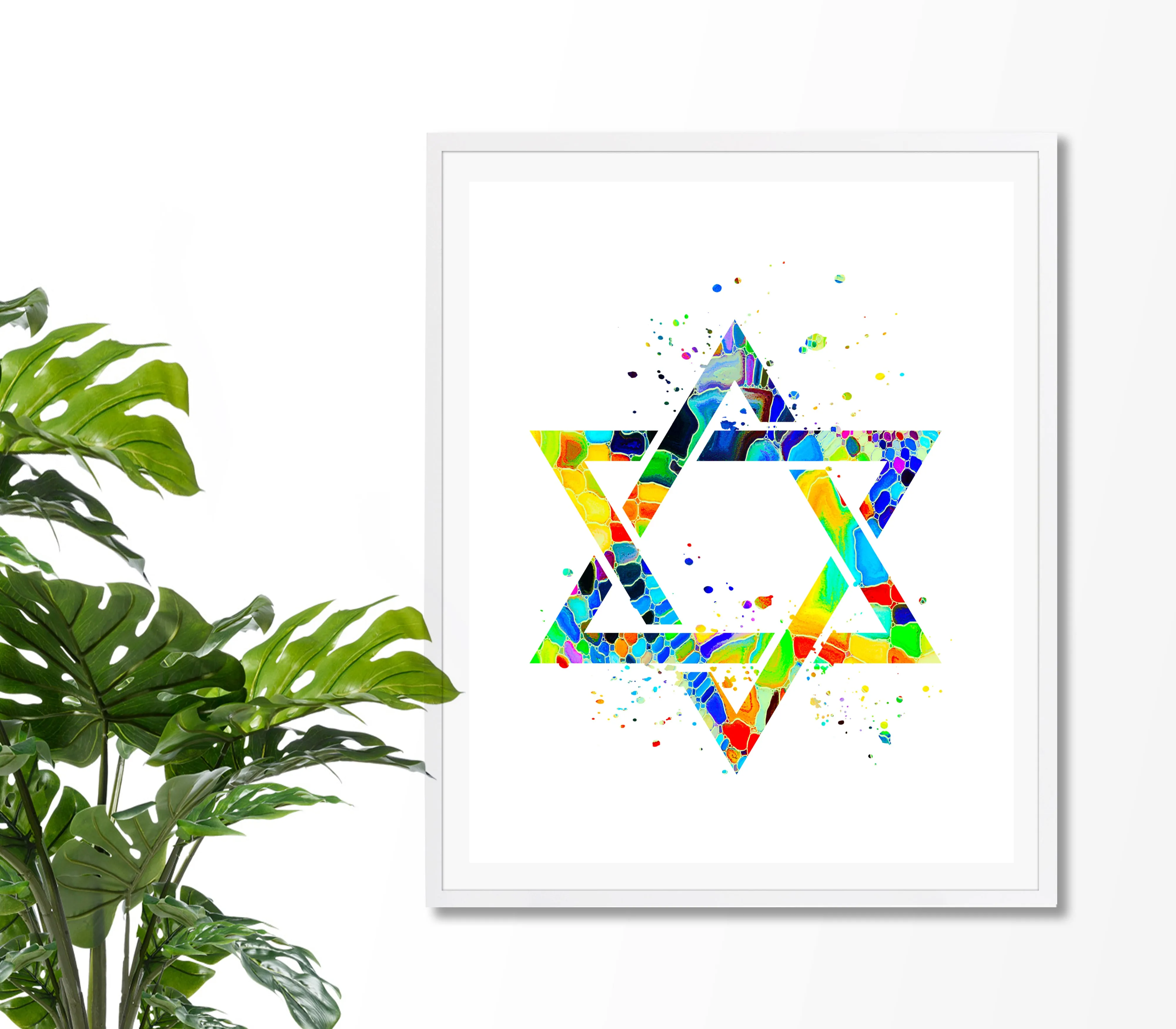 Star Of David Watercolor Art Print - Unframed