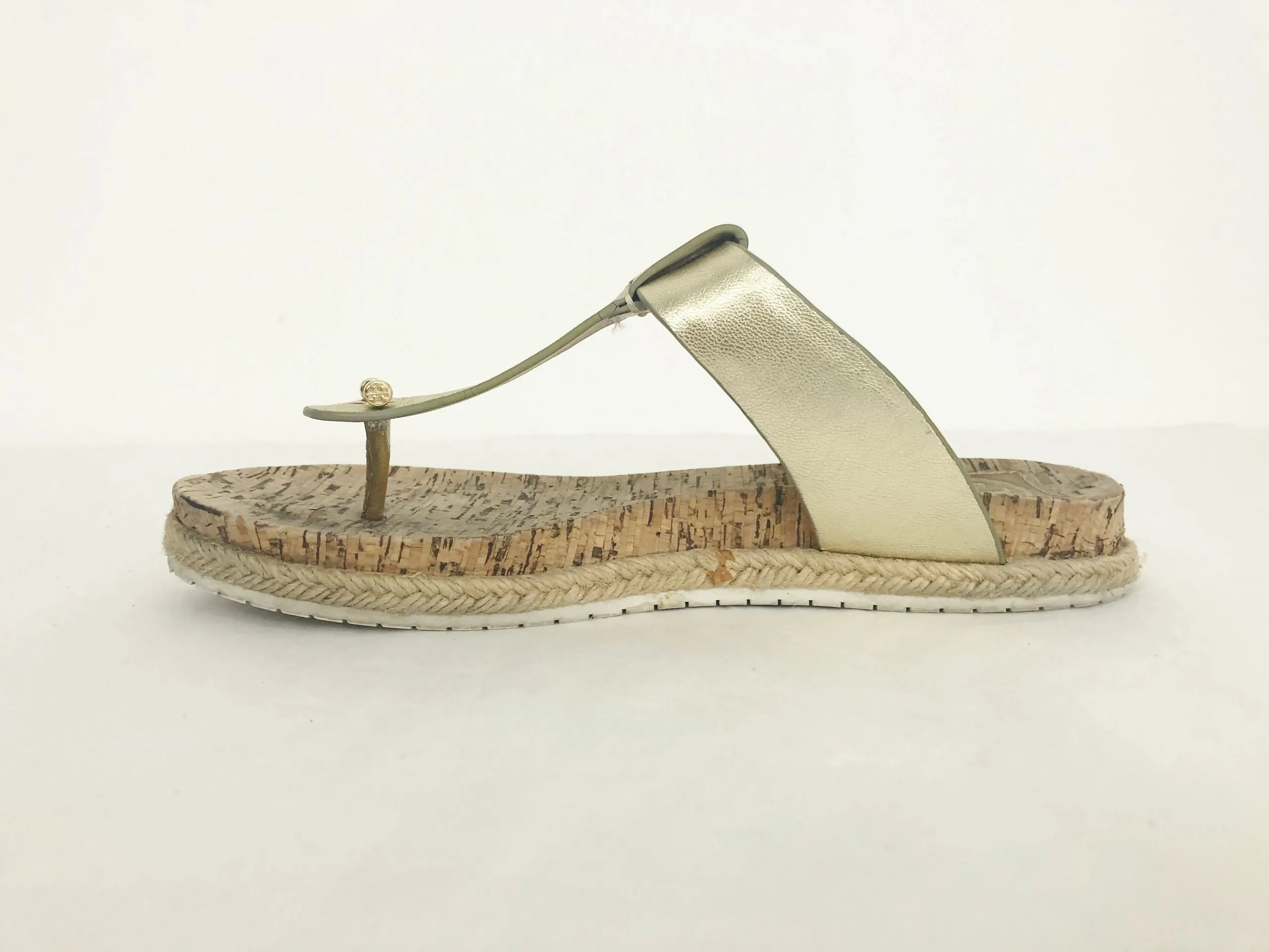 Tory Burch Leather Cork Thong Sandal Size 8