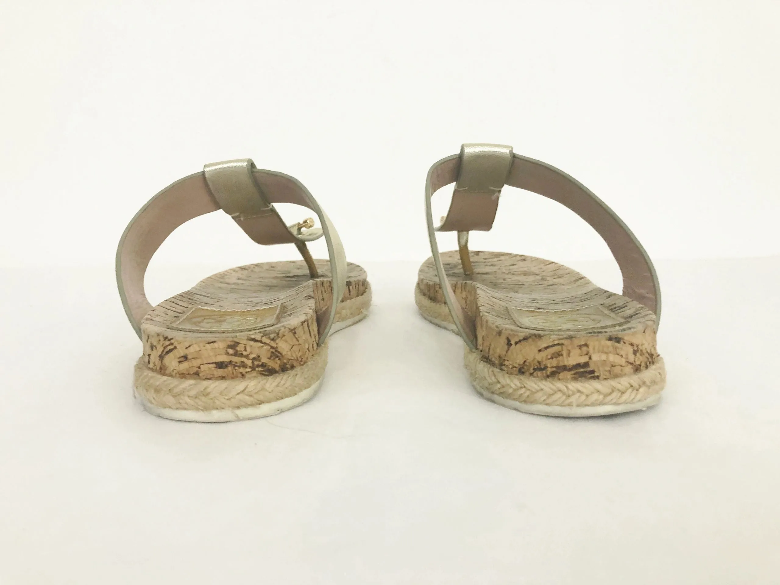 Tory Burch Leather Cork Thong Sandal Size 8