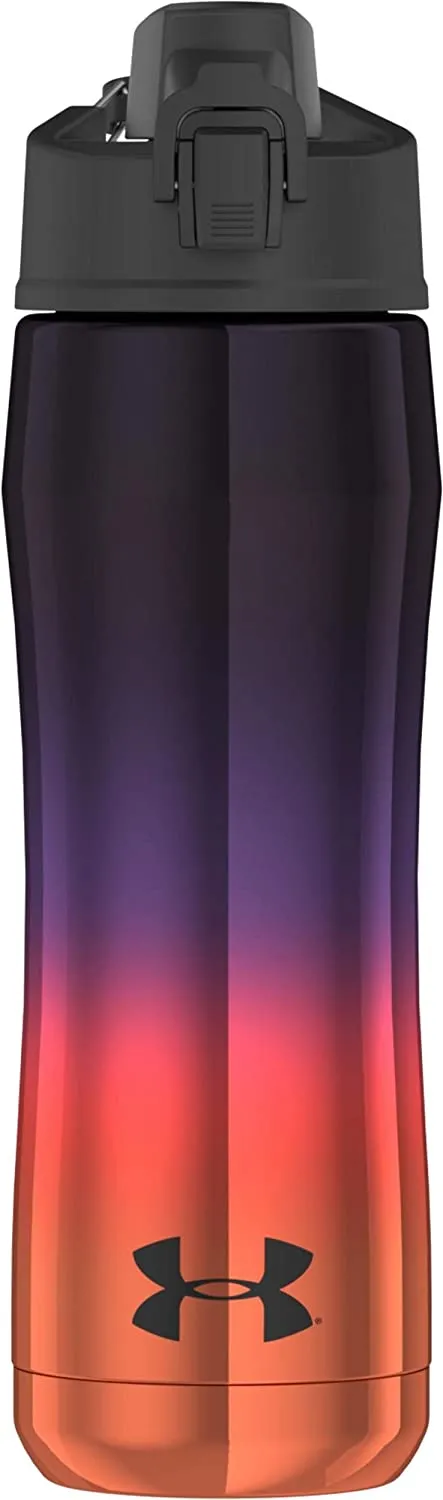 Under Armour Chrome Beyond 18 Ounce Vacuum Insulated Stainless Steel Water, Purple/Orange Hydration Bottle - Small Indent Where Thumb Would Go, Does Not Affect Its Use, Retails $50 